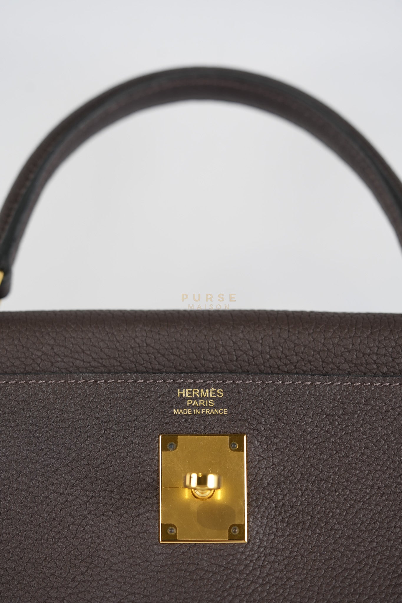 Kelly 32 Chocolate Togo Leather Gold Hardware Stamp D (2019) | Purse Maison Luxury Bags Shop