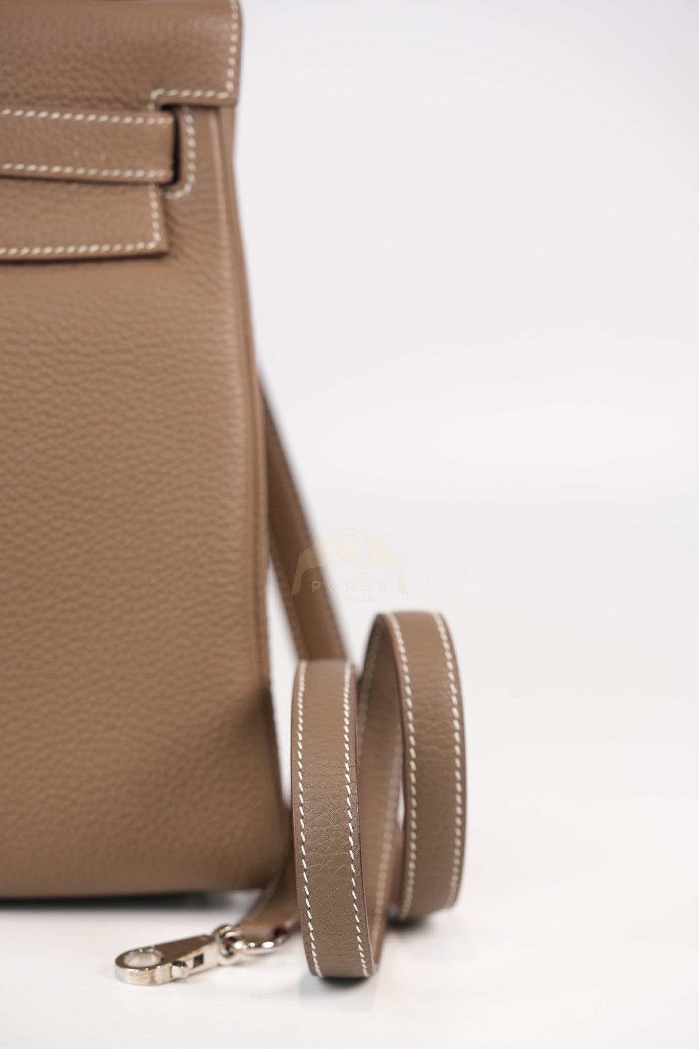 Kelly 32 Etoupe in Togo Leather and Palladium Hardware Stamp Square Q (2013) | Purse Maison Luxury Bags Shop