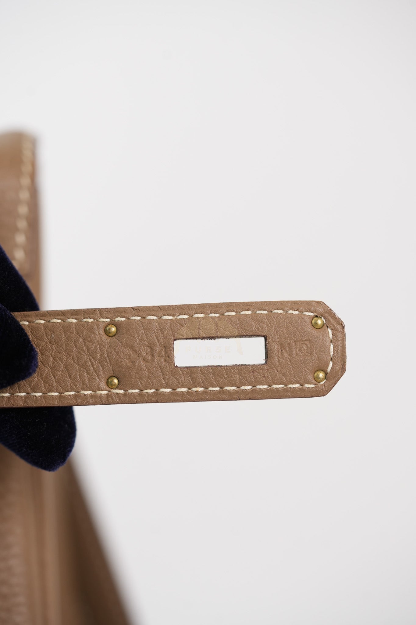 Kelly 32 Etoupe in Togo Leather and Palladium Hardware Stamp Square Q (2013) | Purse Maison Luxury Bags Shop