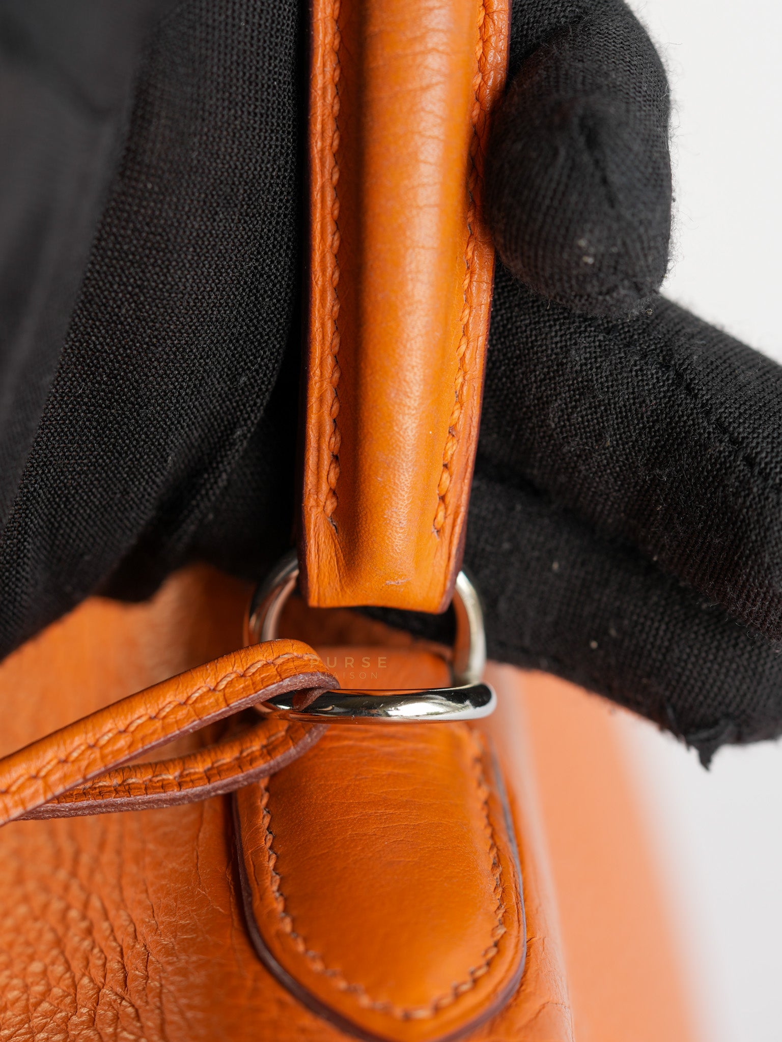 Kelly 32 Orange Clemence Leather Stamp F(2022) | Purse Maison Luxury Bags Shop