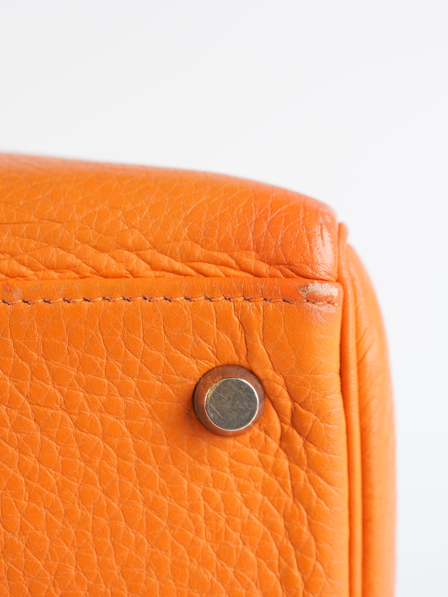 Kelly 32 Orange Clemence Leather Stamp F(2022) | Purse Maison Luxury Bags Shop