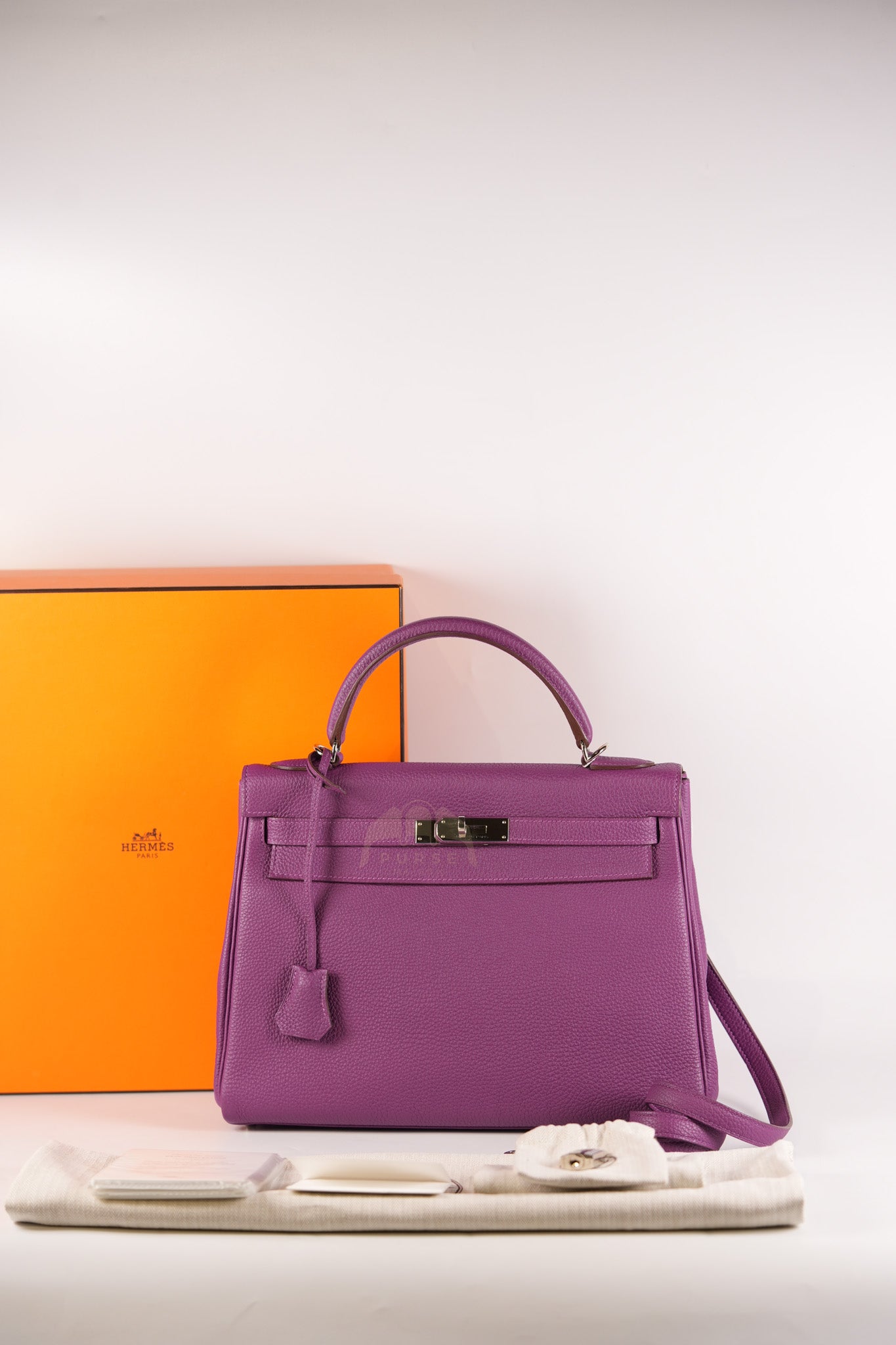 Kelly 32 Retourne in Anemone Togo Leather Palladium Hardware Stamp R Square(2014) | Purse Maison Luxury Bags Shop