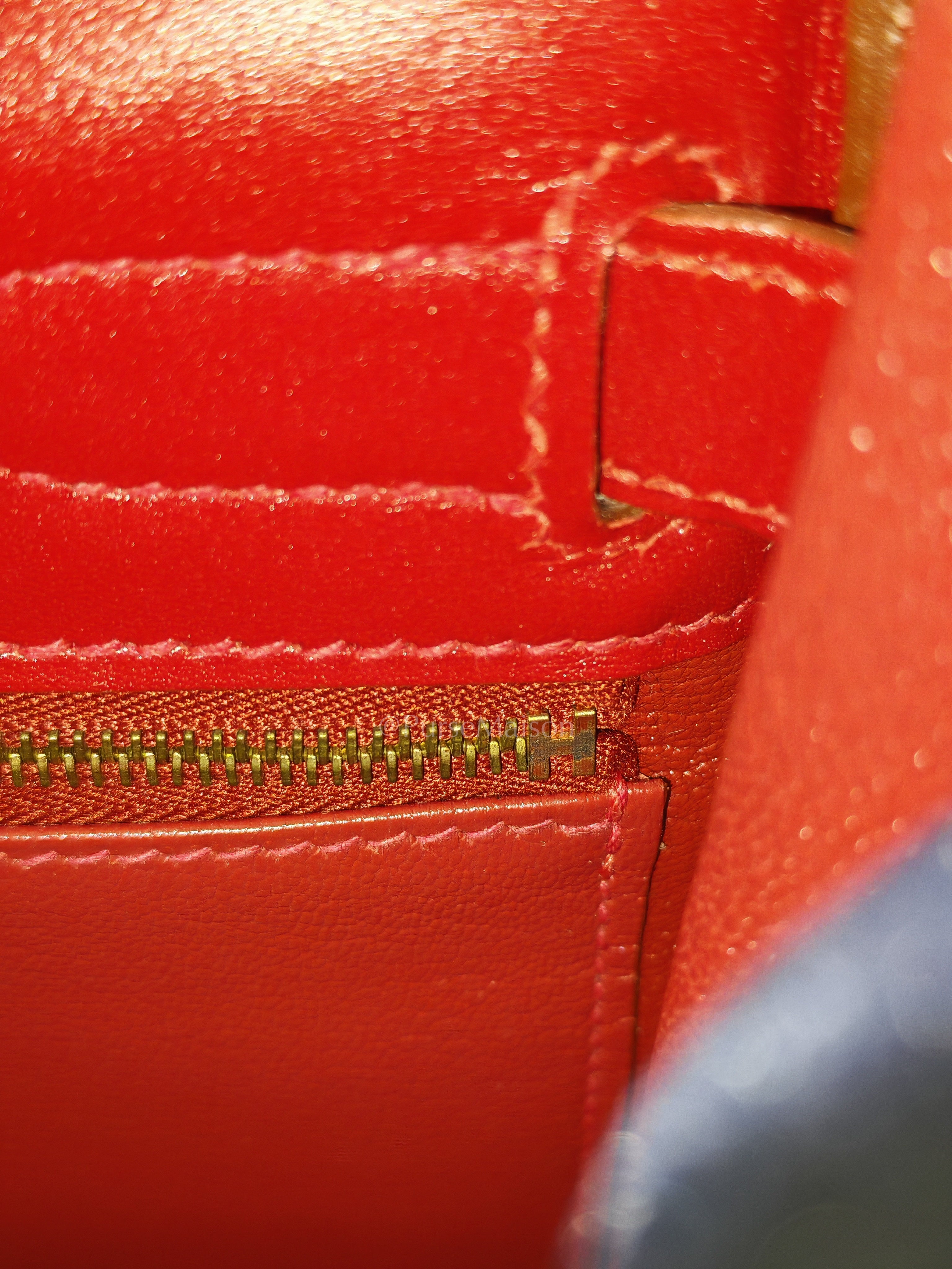 Kelly 32 Retourne in Rouge Vif Tadelakt Leather and Gold Hardware Stamp X (2016) | Purse Maison Luxury Bags Shop