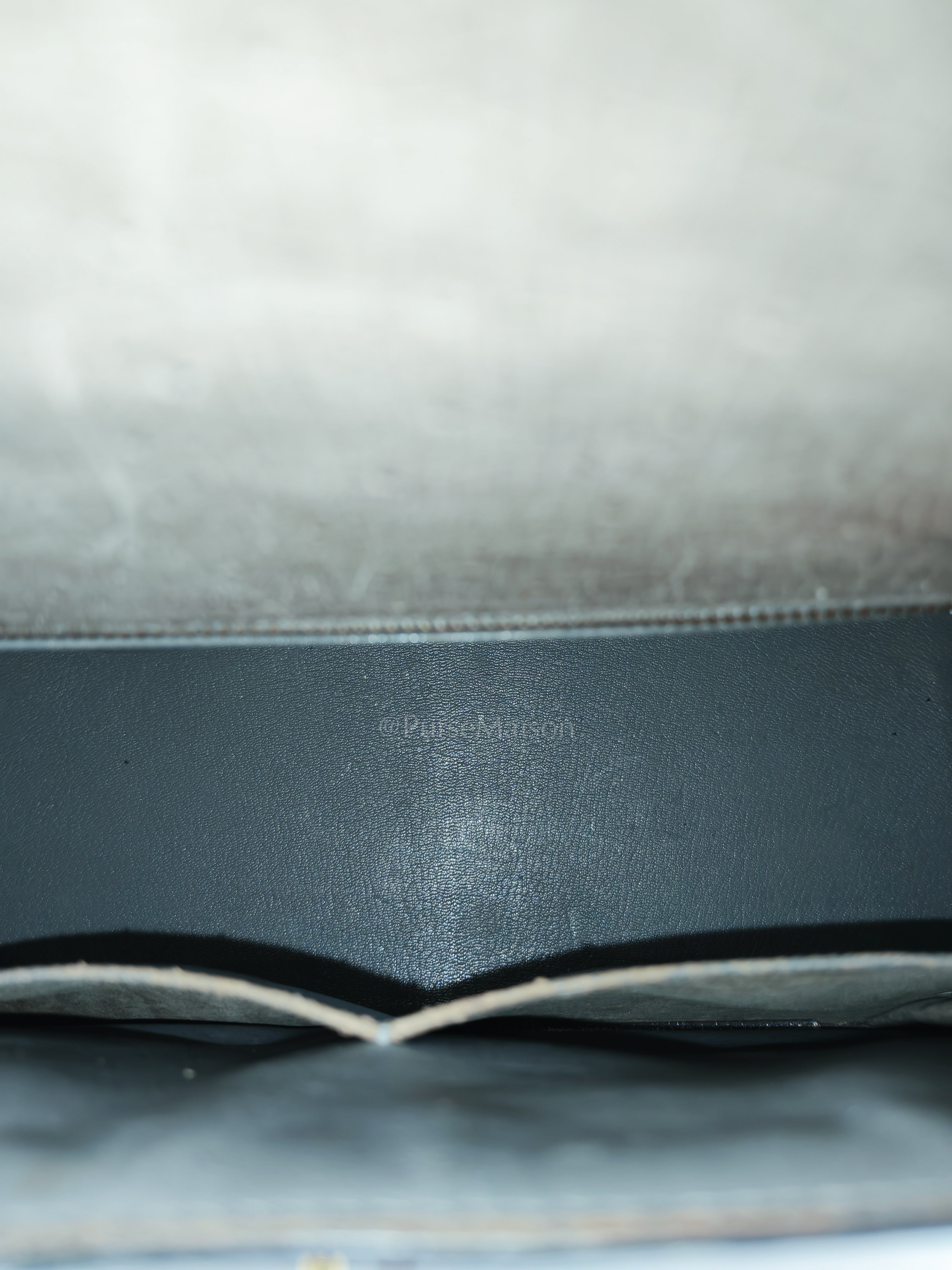 Kelly 32 Sellier in Mousse Ostrich Leather & Gold Hardware Stamp Circle V (1992) | Purse Maison Luxury Bags Shop
