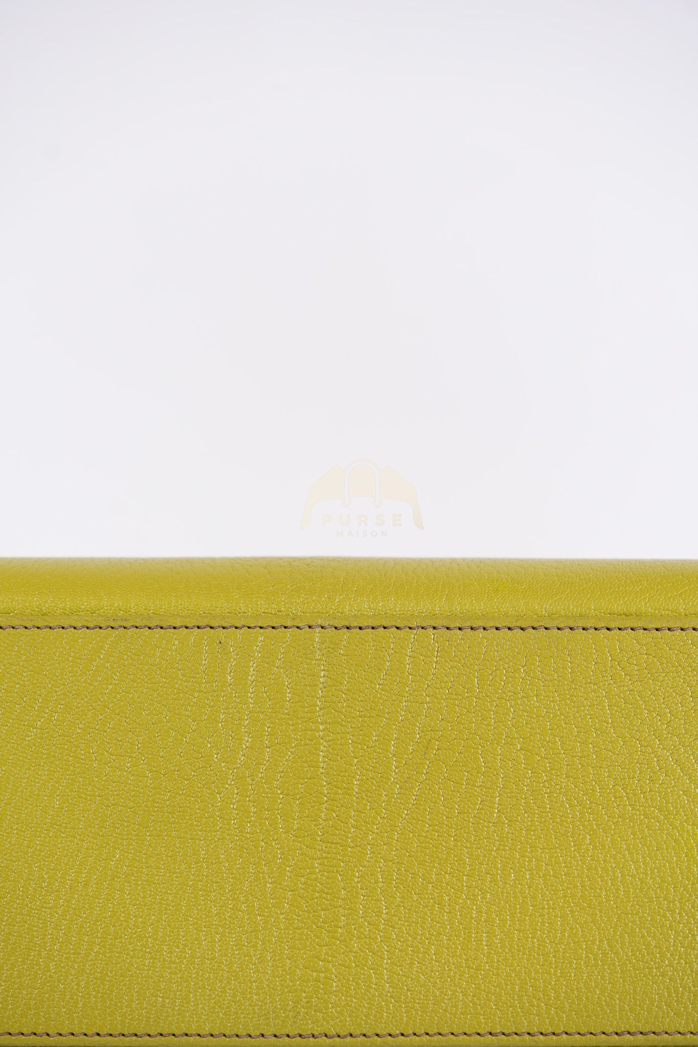 Kelly 32 Sellier Vert Anis Chevre Mysore in Palladium Hardware Stamp K Square (2007) | Purse Maison Luxury Bags Shop