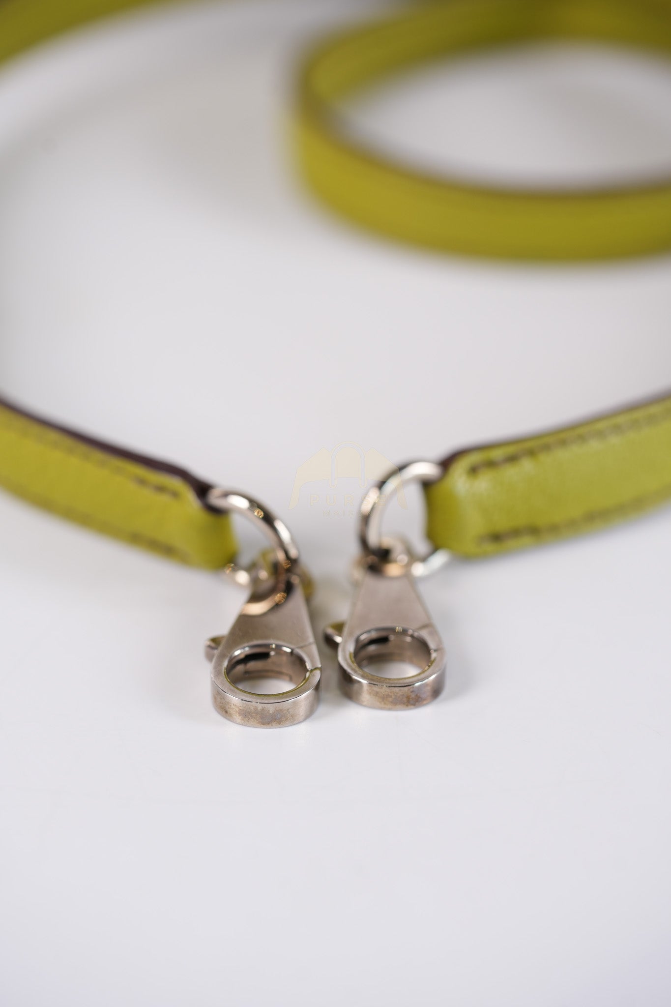 Kelly 32 Sellier Vert Anis Chevre Mysore in Palladium Hardware Stamp K Square (2007) | Purse Maison Luxury Bags Shop