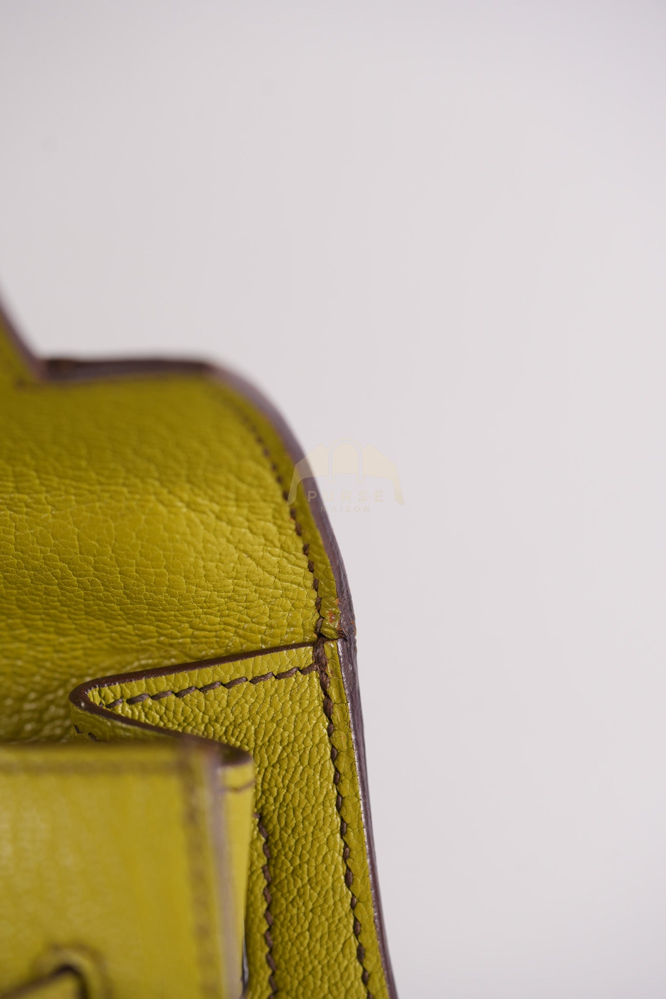 Kelly 32 Sellier Vert Anis Chevre Mysore in Palladium Hardware Stamp K Square (2007) | Purse Maison Luxury Bags Shop