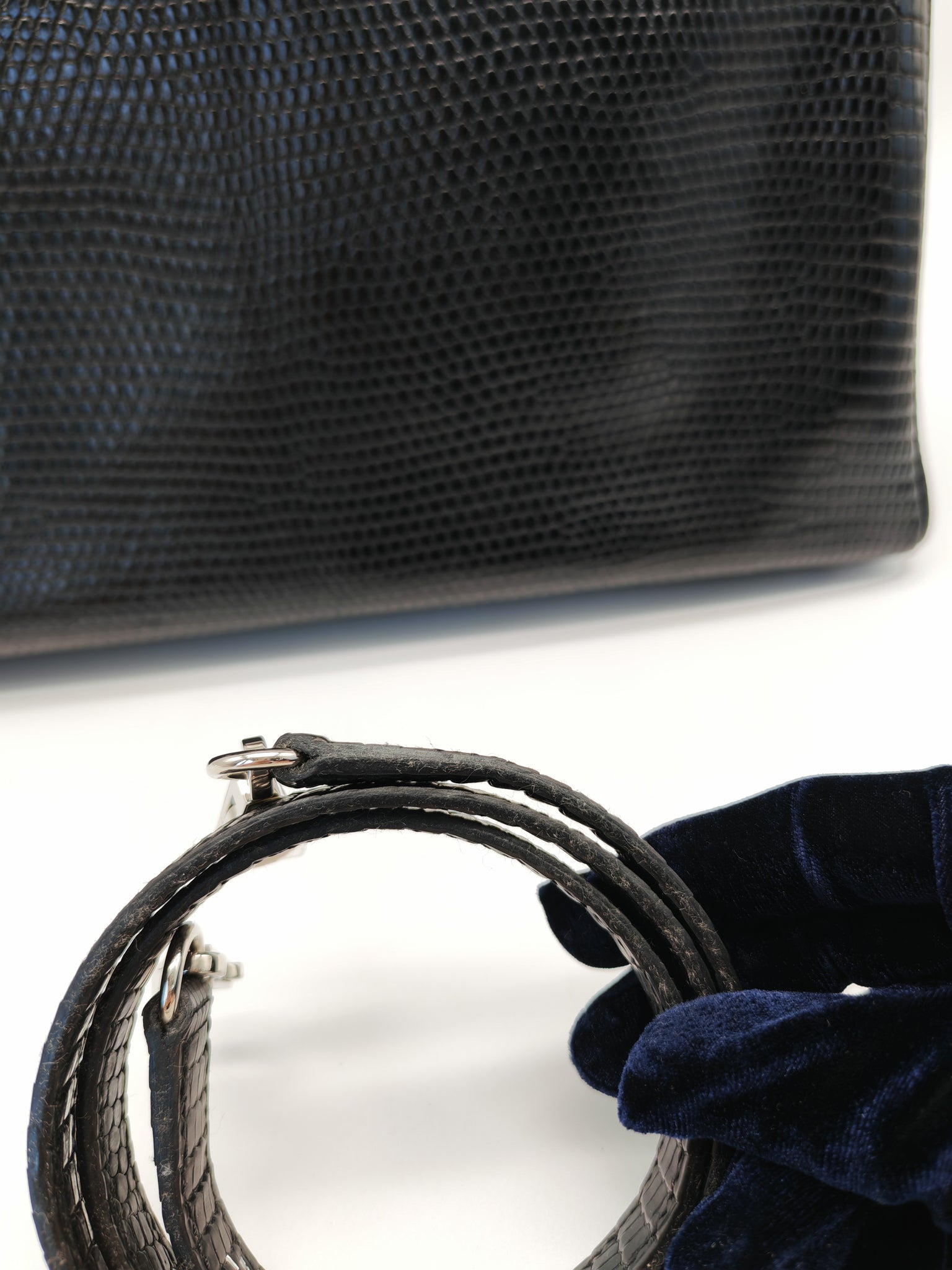 Kelly 35 Retourne in Black Lizard Leather and Palladium Hardware Stamp Square O (2011) | Purse Maison Luxury Bags Shop