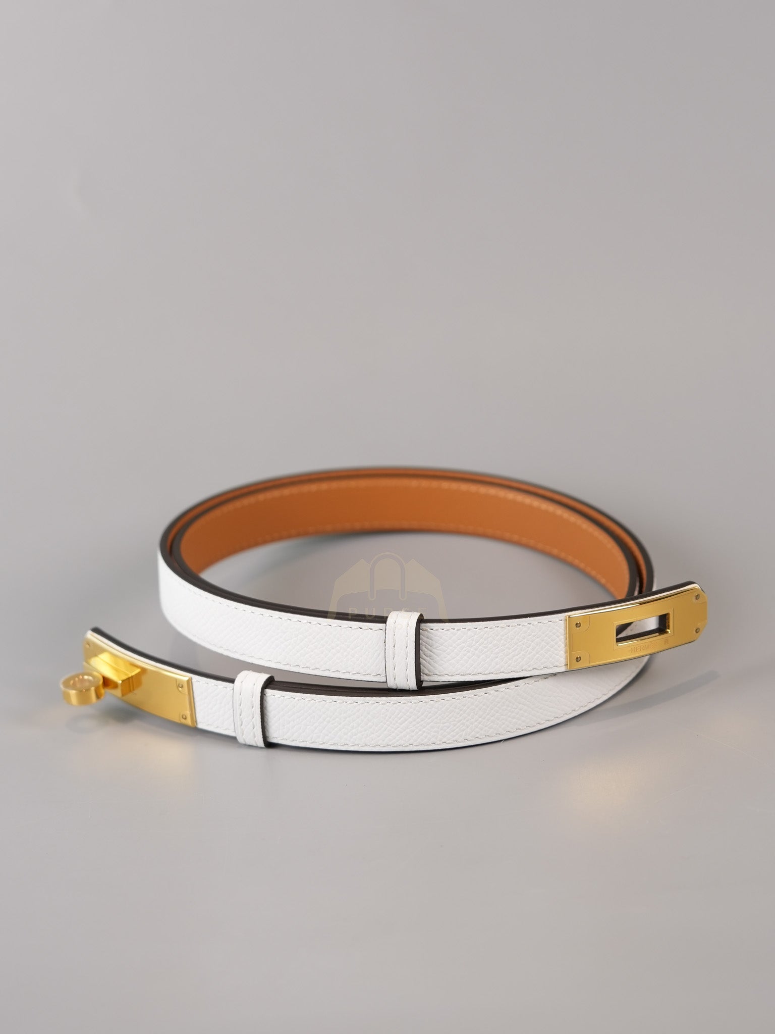 Kelly Belt in White Epsom Gold Hardware Stamp K(2025) | Purse Maison Luxury Bags Shop