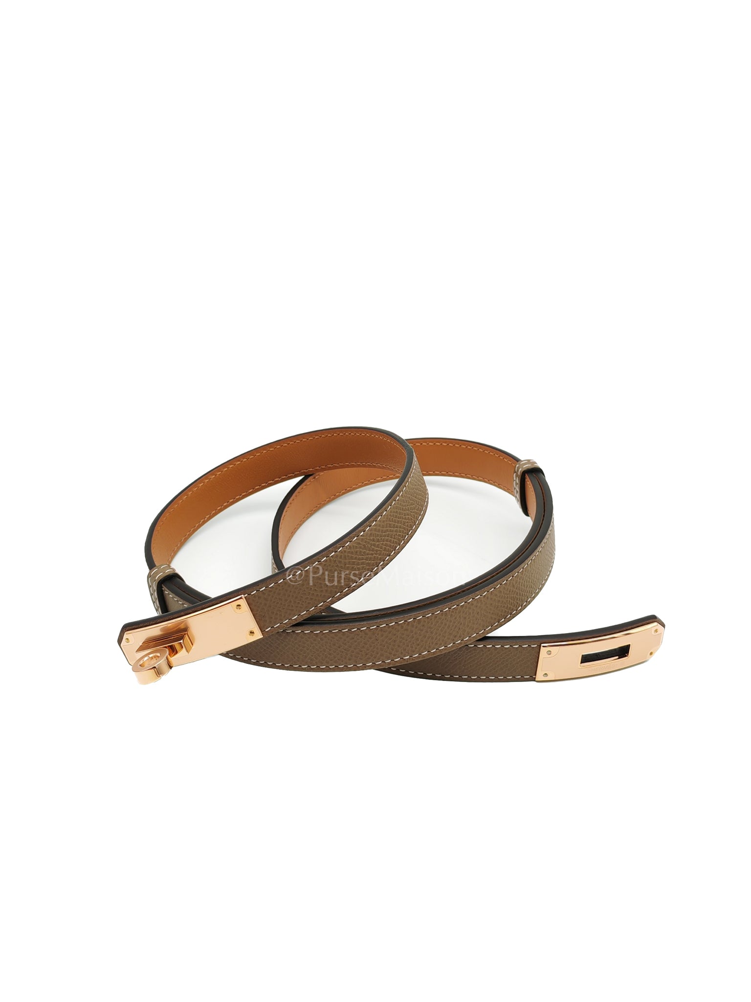 Kelly Belt Epsom Leather in Rose Gold Hardware Stamp W(2024) | Purse Maison Luxury Bags Shop