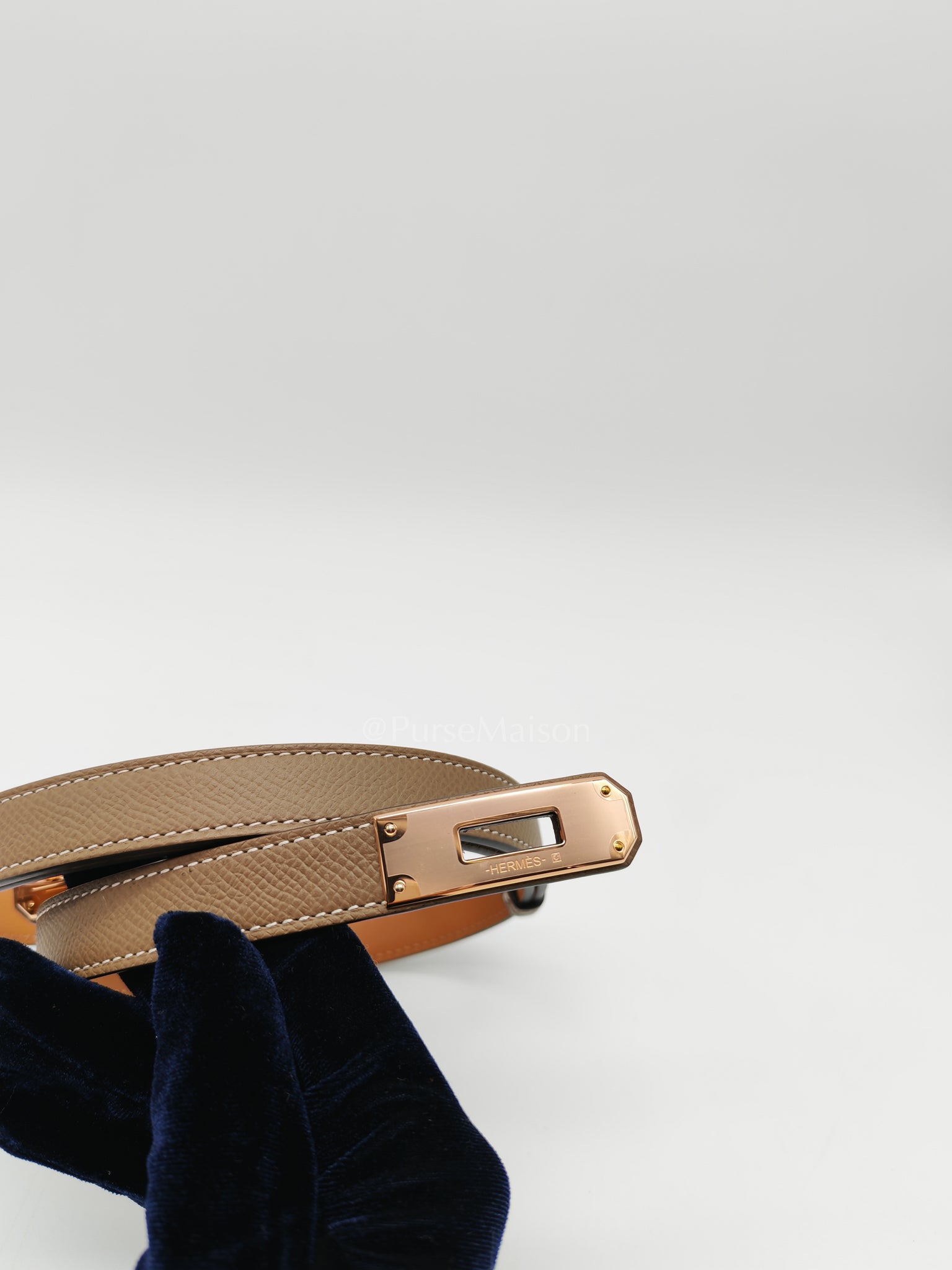 Kelly Belt Epsom Leather in Rose Gold Hardware Stamp W(2024) | Purse Maison Luxury Bags Shop