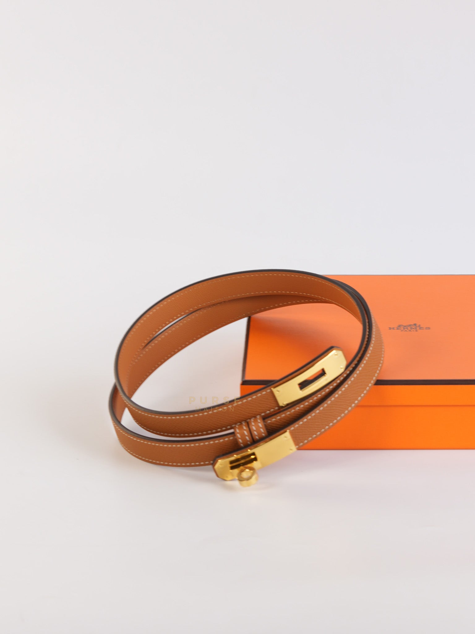 Kelly Belt Gold in Gold Hardware Stamp K (2025) | Purse Maison Luxury Bags Shop