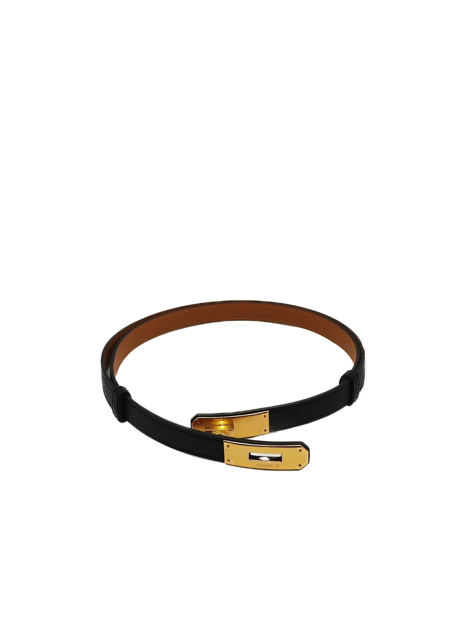 Kelly Belt in Black Epsom Leather & Gold Hardware Stamp G(2026) | Purse Maison Luxury Bags Shop