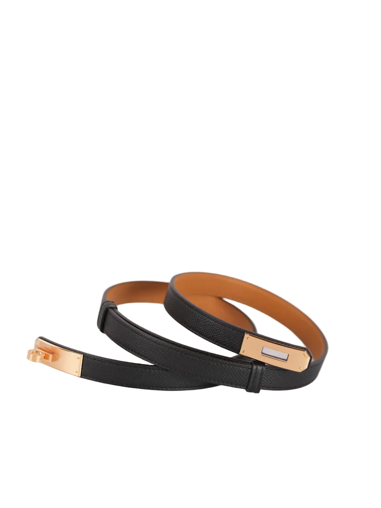 Kelly Belt in Black Epsom Leather & Gold Hardware Stamp G(2026)