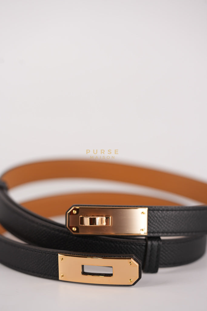 Kelly Belt in Black Epsom Leather & Gold Hardware Stamp K (2025) | Purse Maison Luxury Bags Shop