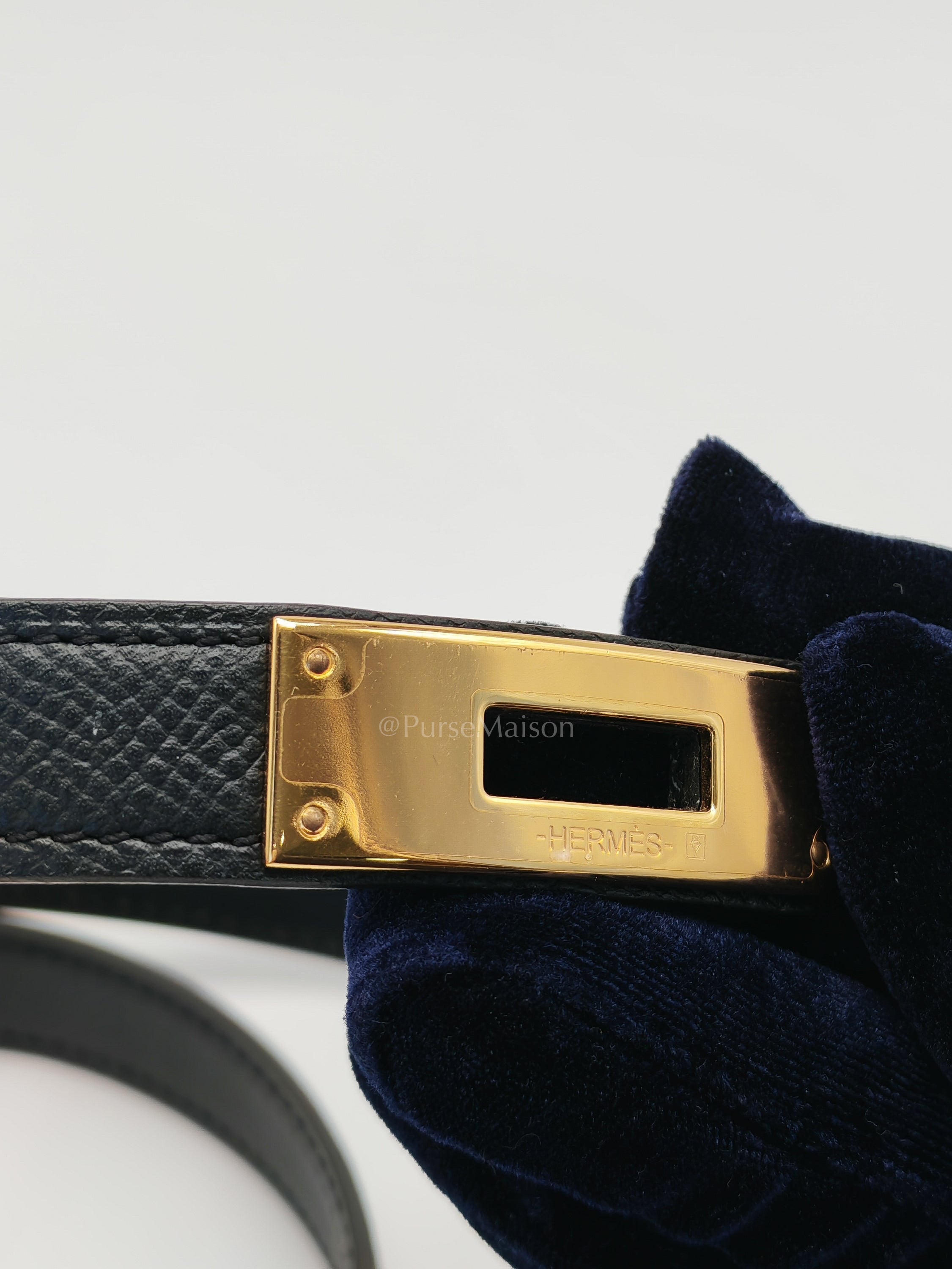 Kelly Belt In Black Epsom Leather & Gold Hardwware Stamp X (2016) | Purse Maison Luxury Bags Shop