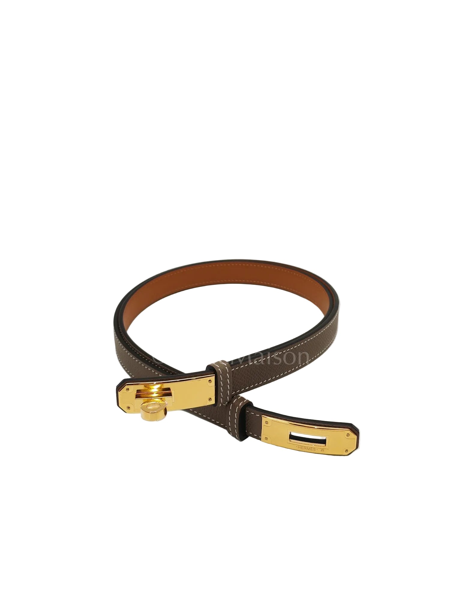 Kelly Belt in Etoupe Epsom Leather and Gold Hardware Stamp K (2025) | Purse Maison Luxury Bags Shop