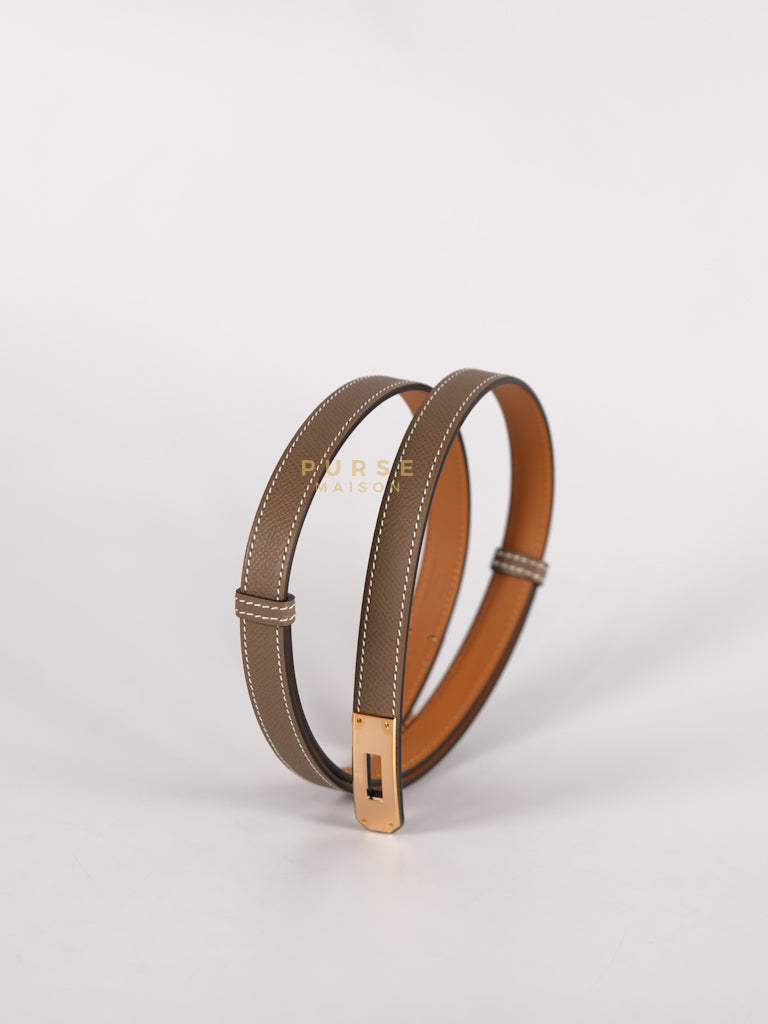 Kelly Belt in Etoupe Epsom Leather & Gold Hardware Stamp K (2025) | Purse Maison Luxury Bags Shop