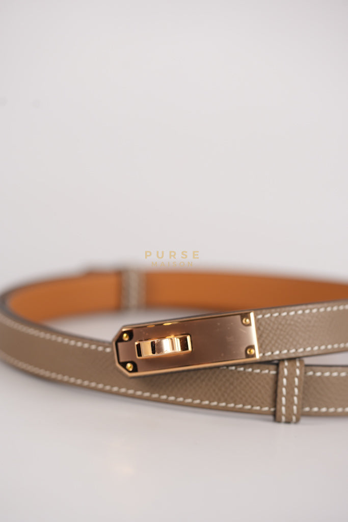 Kelly Belt in Etoupe Epsom Leather & Gold Hardware Stamp K (2025) | Purse Maison Luxury Bags Shop