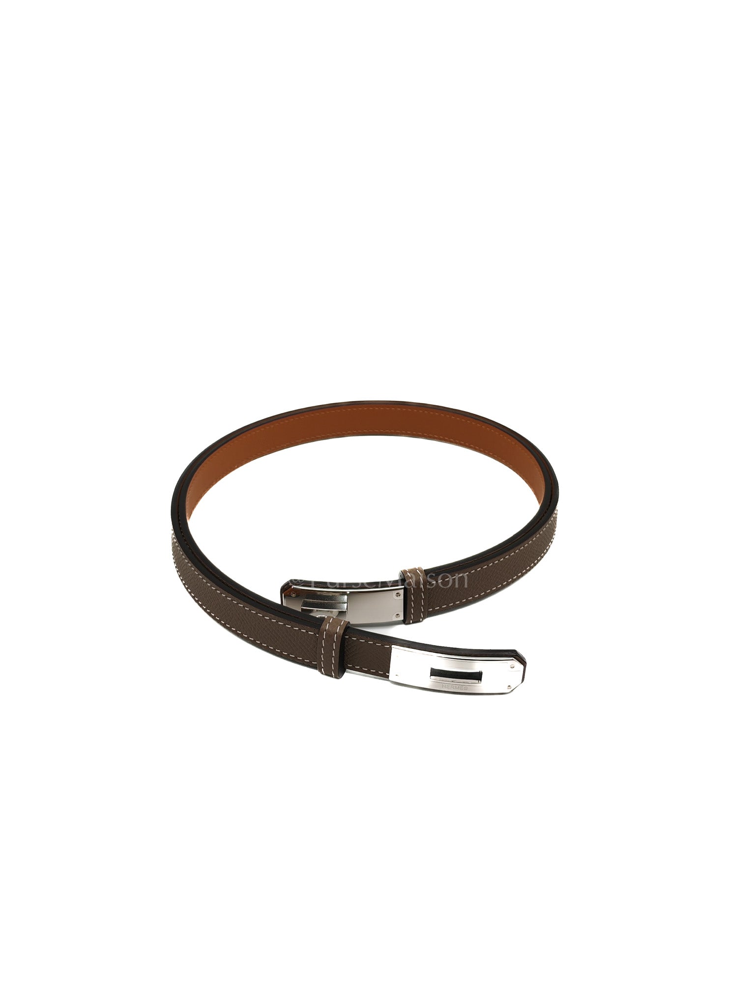 Kelly Belt in Etoupe Epsom Leather & Palladium Hardware Stamp K (2025) | Purse Maison Luxury Bags Shop