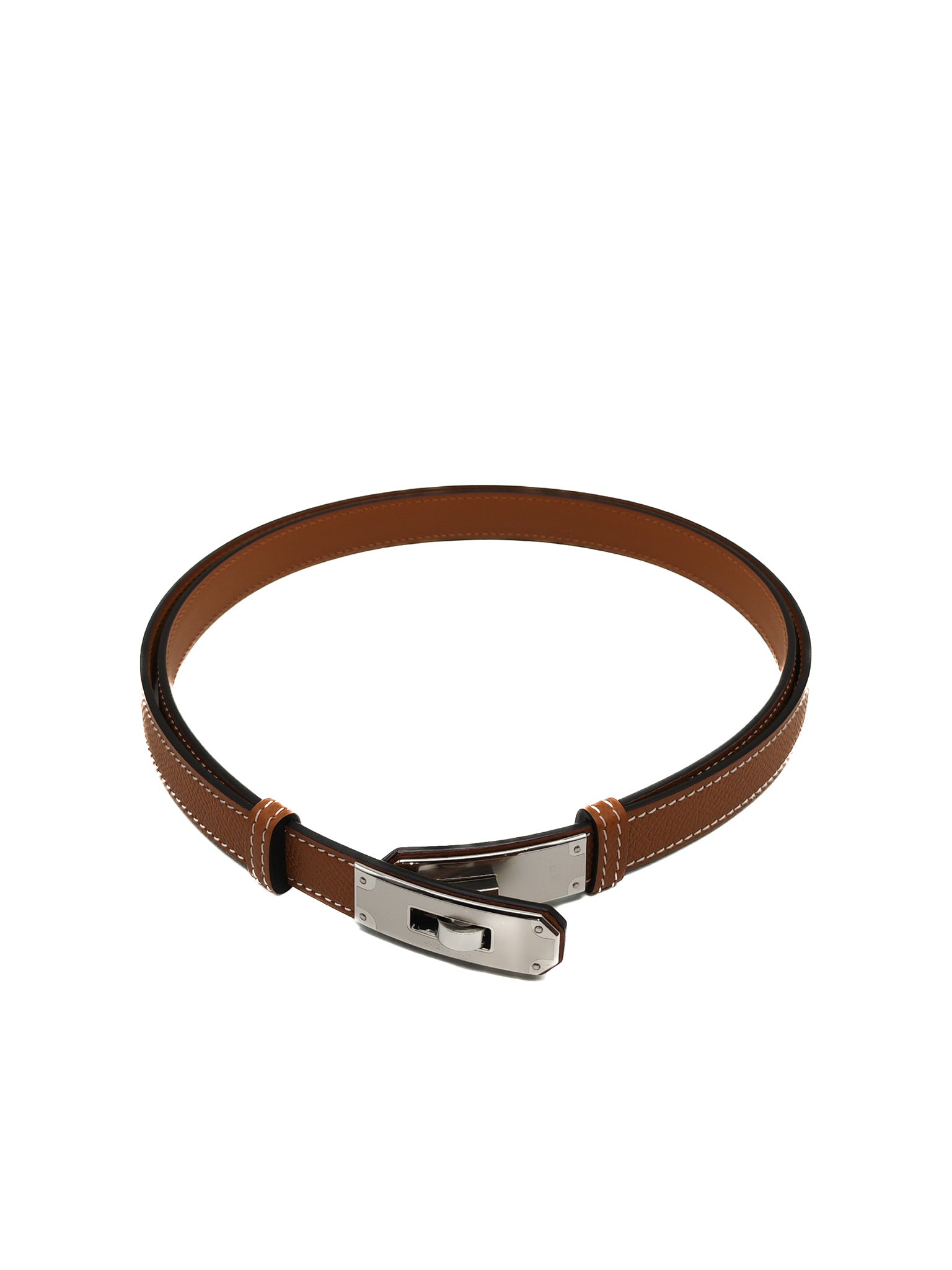 Kelly Belt in Gold Epsom Leather & Palladium Hardware Stamp G (2026) | Purse Maison Luxury Bags Shop