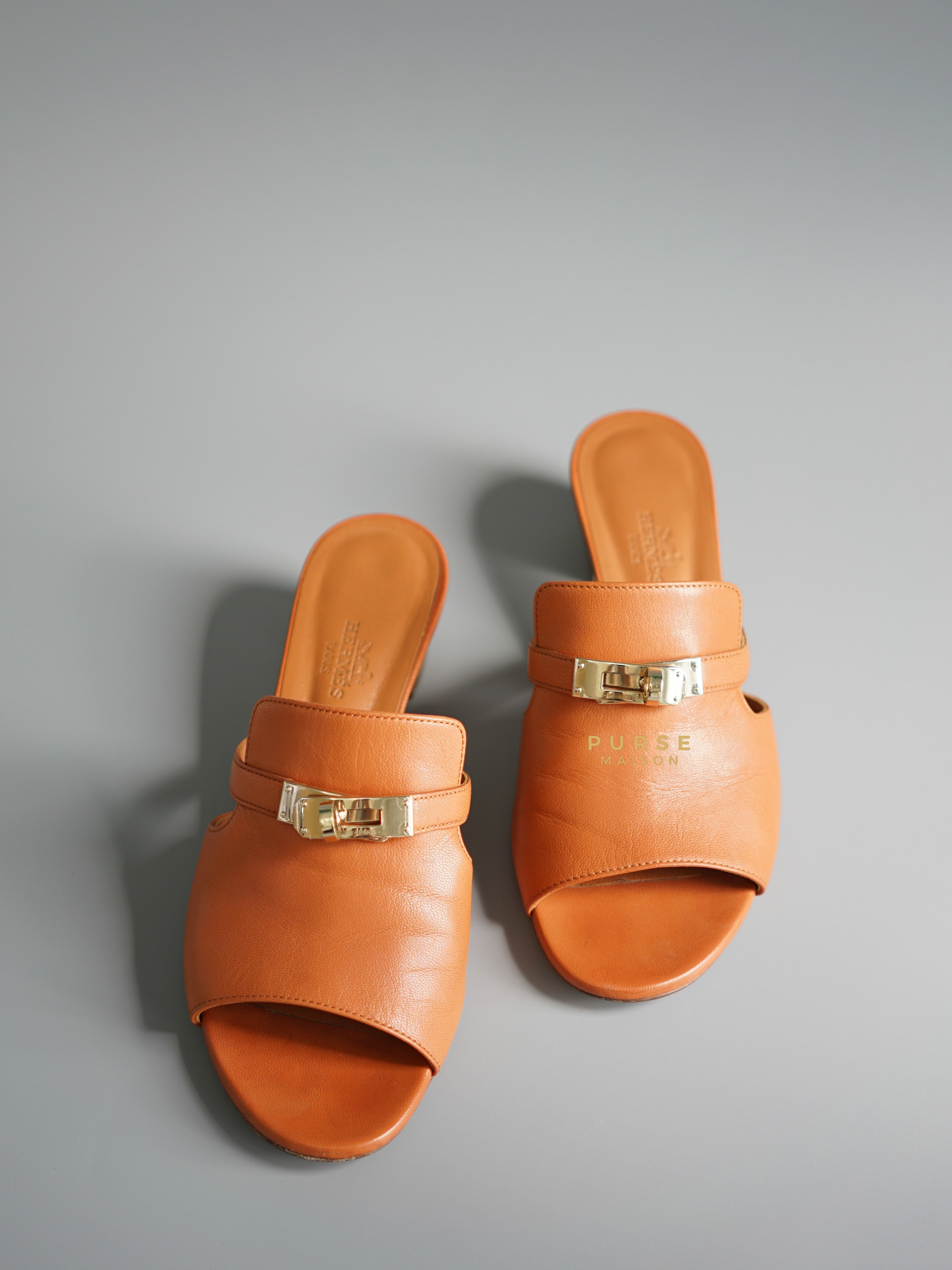 Hermes Kelly Candy Marron Glai Sandals Size 36.5 EU | Purse Maison Luxury Bags Shop
