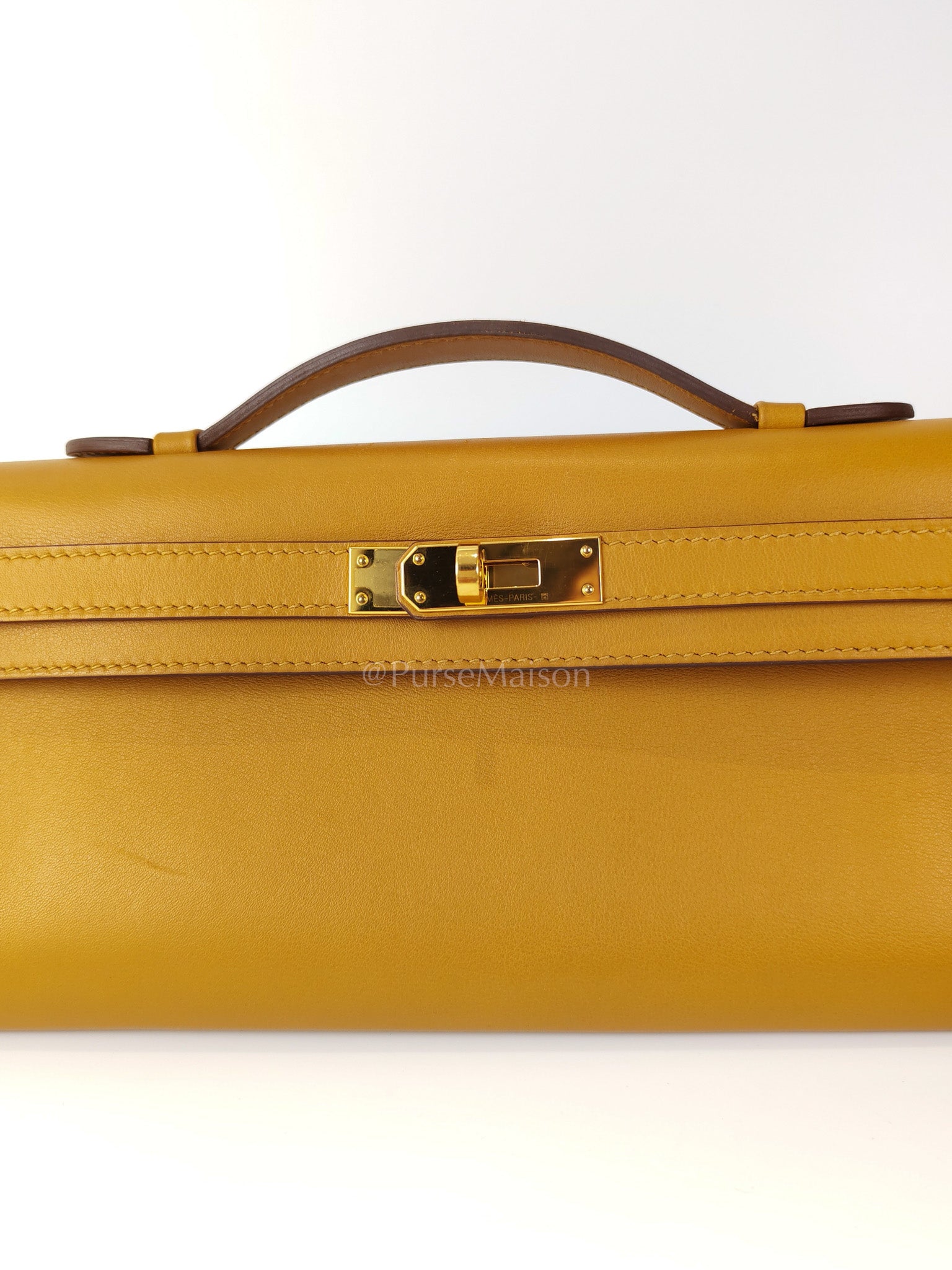 Kelly Cut Sesame Swift Leather and Gold Hardware Stamp Y (2020) | Purse Maison Luxury Bags Shop