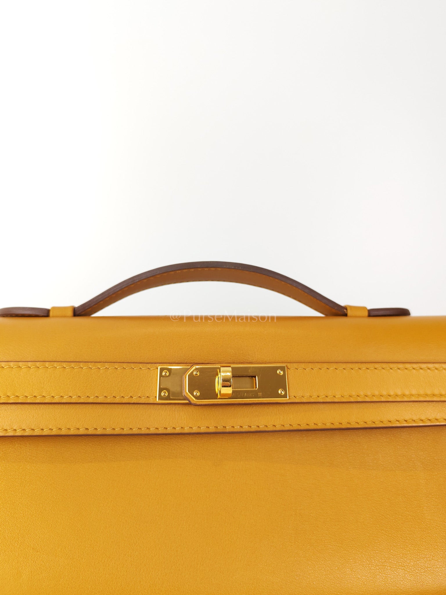 Kelly Cut Sesame Swift Leather and Gold Hardware Stamp Y (2020) | Purse Maison Luxury Bags Shop