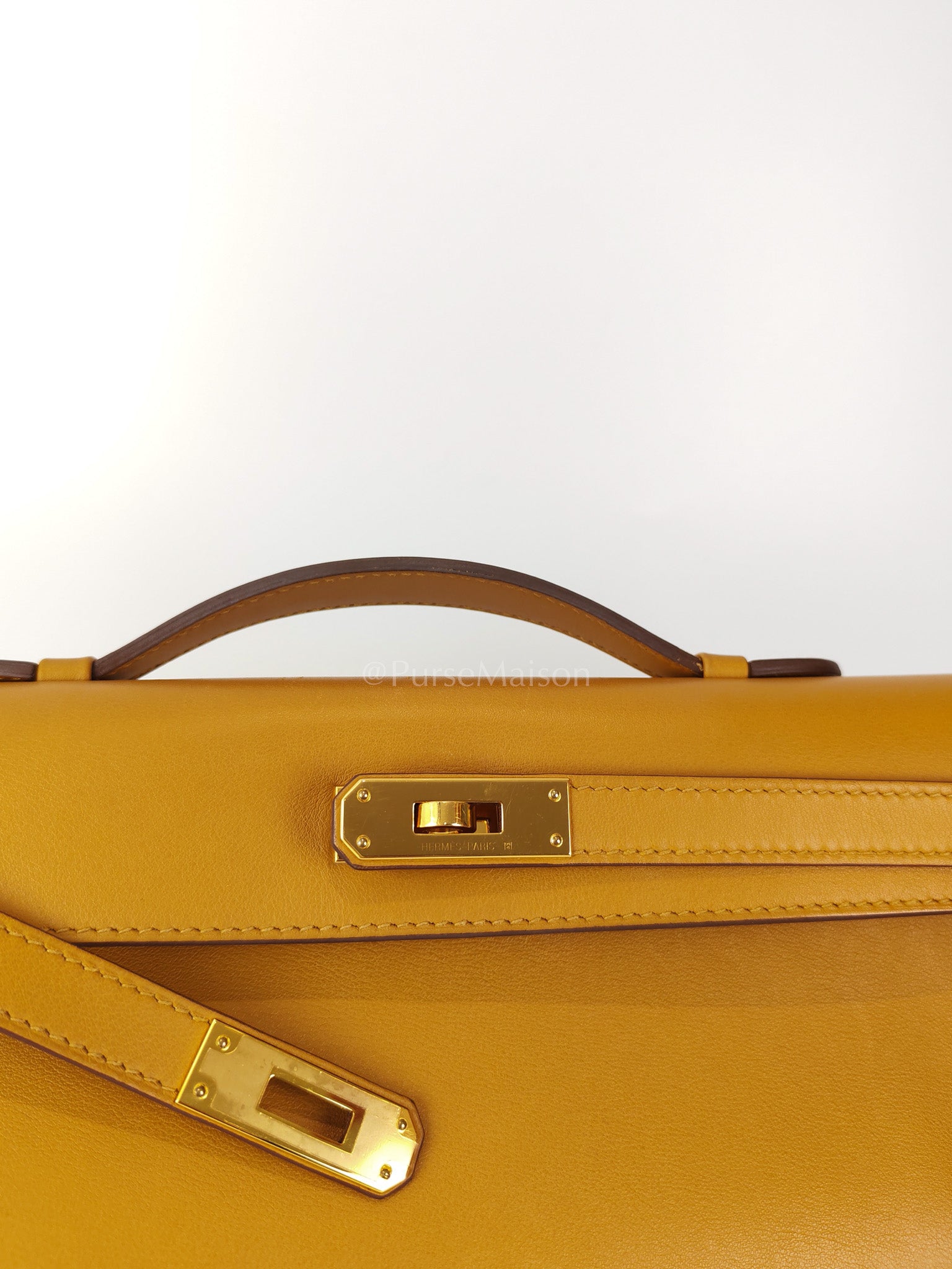 Kelly Cut Sesame Swift Leather and Gold Hardware Stamp Y (2020) | Purse Maison Luxury Bags Shop