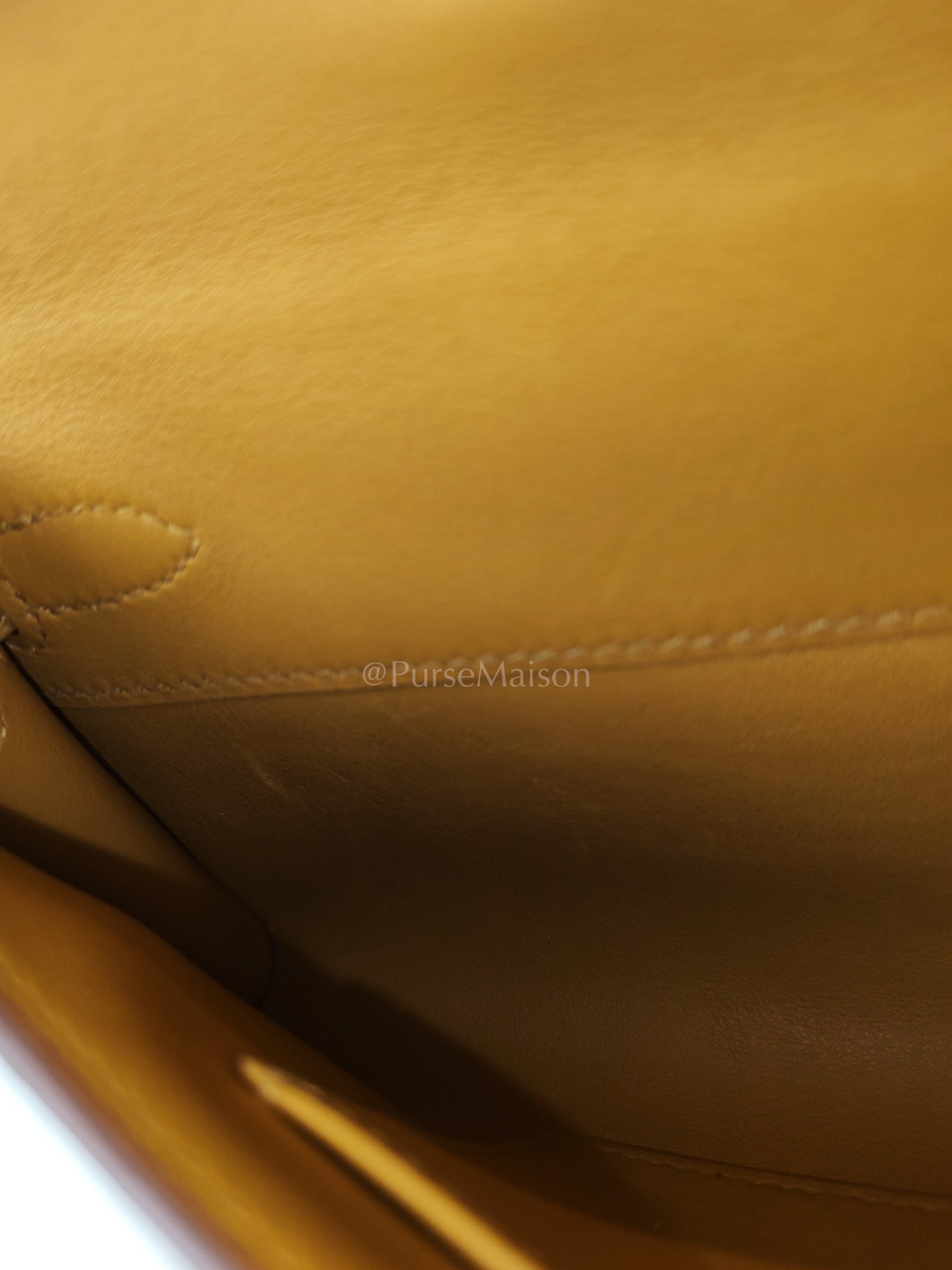 Kelly Cut Sesame Swift Leather and Gold Hardware Stamp Y (2020) | Purse Maison Luxury Bags Shop