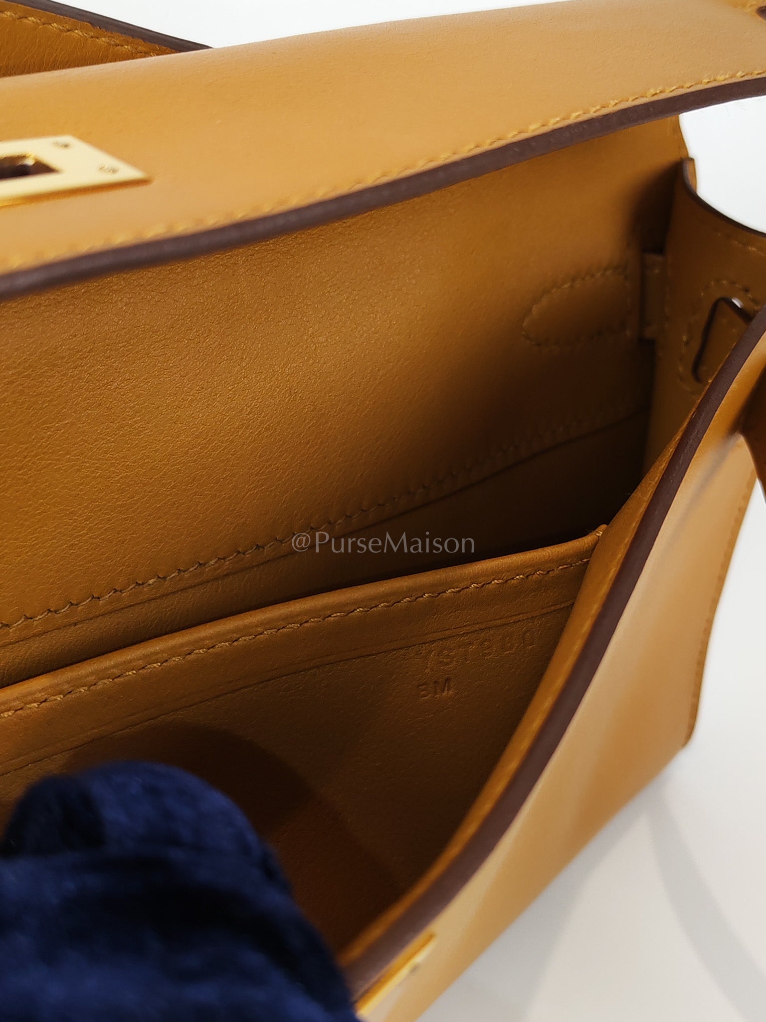 Kelly Cut Sesame Swift Leather and Gold Hardware Stamp Y (2020) | Purse Maison Luxury Bags Shop