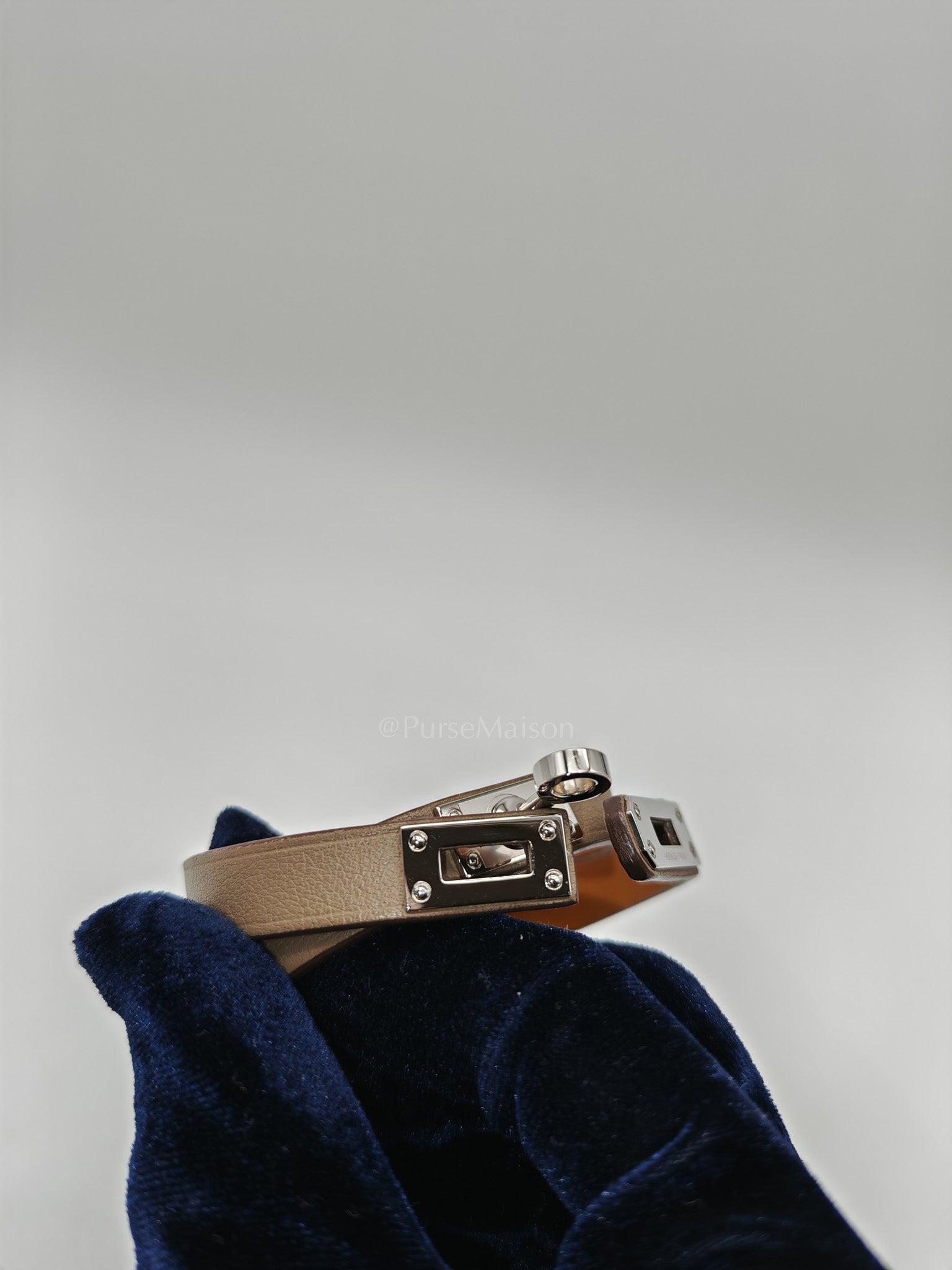 Kelly Double Tour Bracelet Swift Leather in Palladium Hardware Stamp U(2022) | Purse Maison Luxury Bags Shop