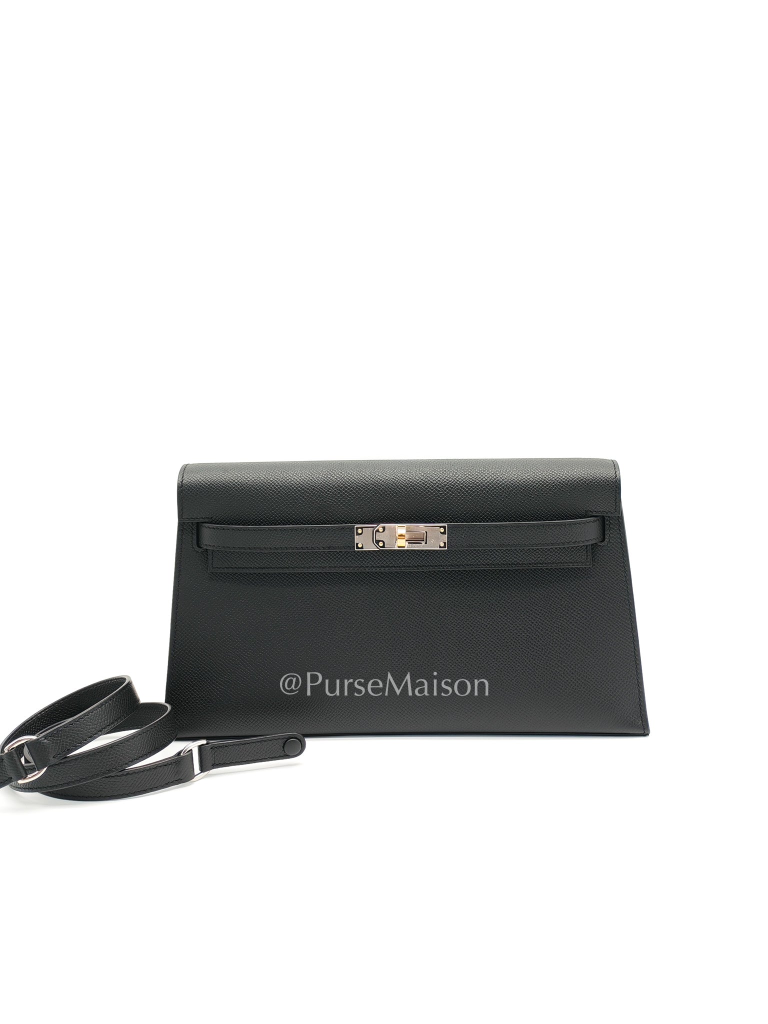 Kelly Elan in Black Epsom Leather and Electrum Hardware Stamp K (2025) | Purse Maison Luxury Bags Shop