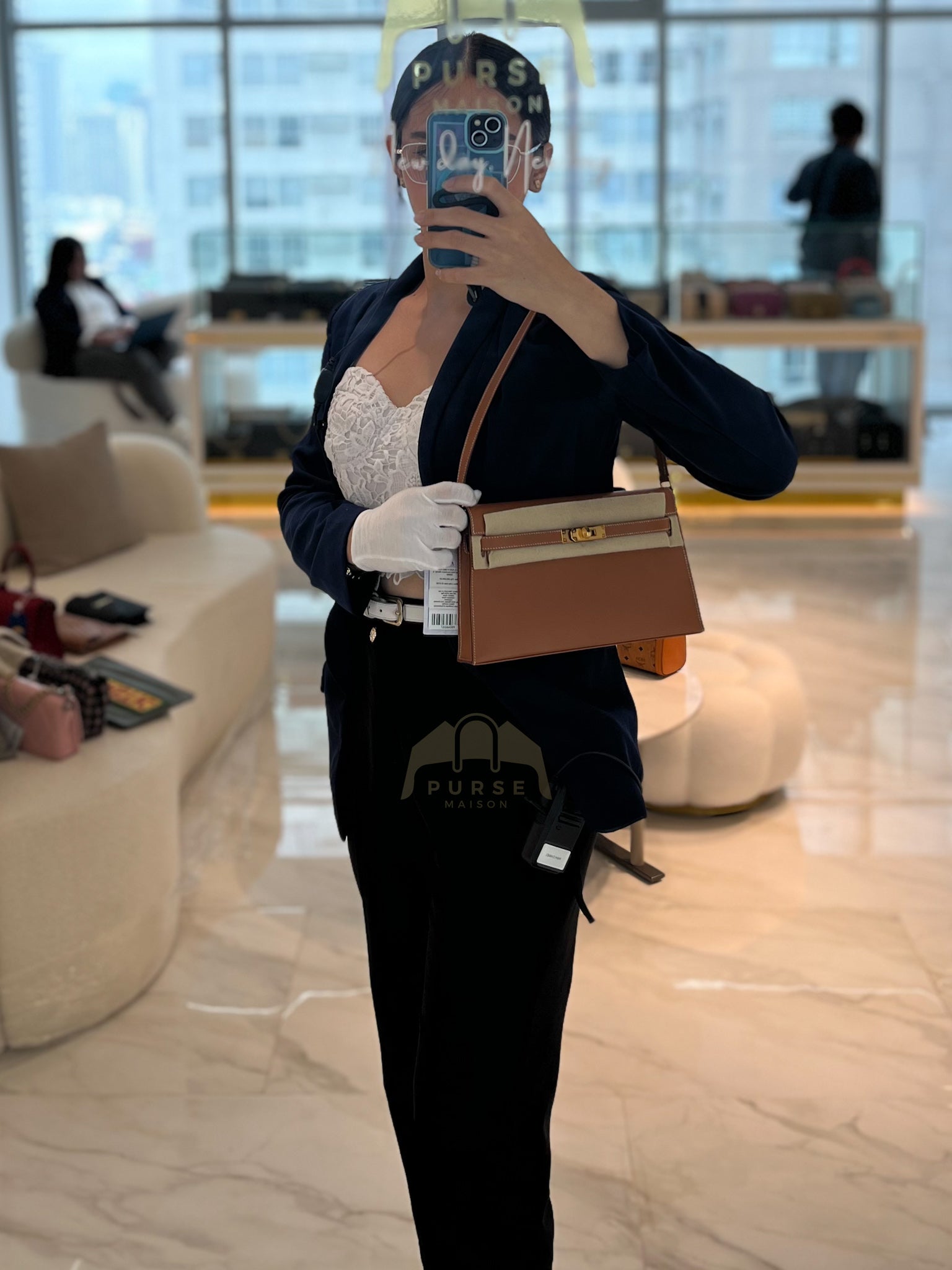 Kelly Elan in Gold in Veau Madame Leather and Gold Hardware Stamp B (2023) | Purse Maison Luxury Bags Shop