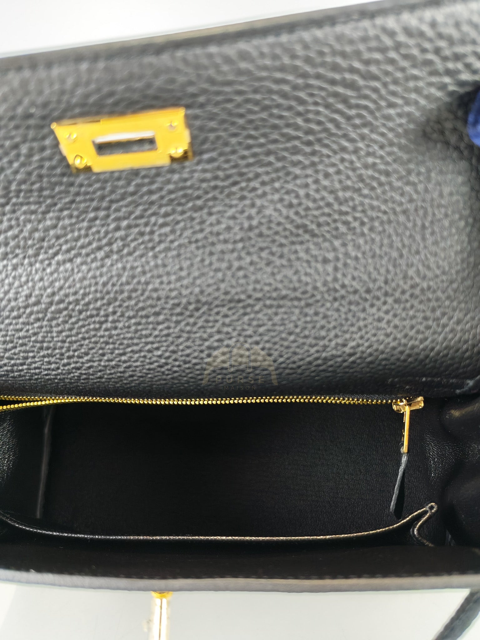 Kelly II 25 Retourne in Noir Togo Leather & Lizard Touch Gold Hardware Stamp B(2023) | Purse Maison Luxury Bags Shop