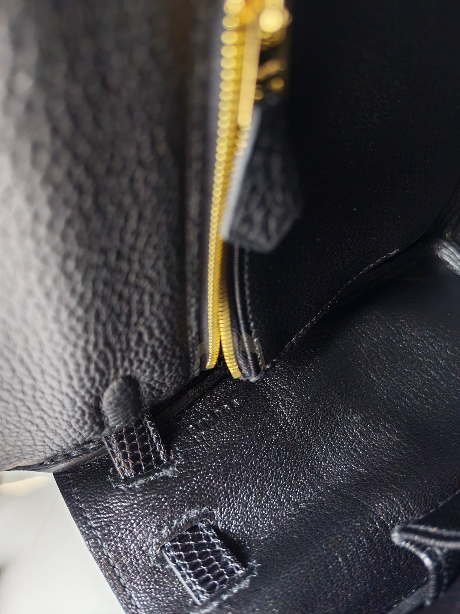 Kelly II 25 Retourne in Noir Togo Leather & Lizard Touch Gold Hardware Stamp B(2023) | Purse Maison Luxury Bags Shop