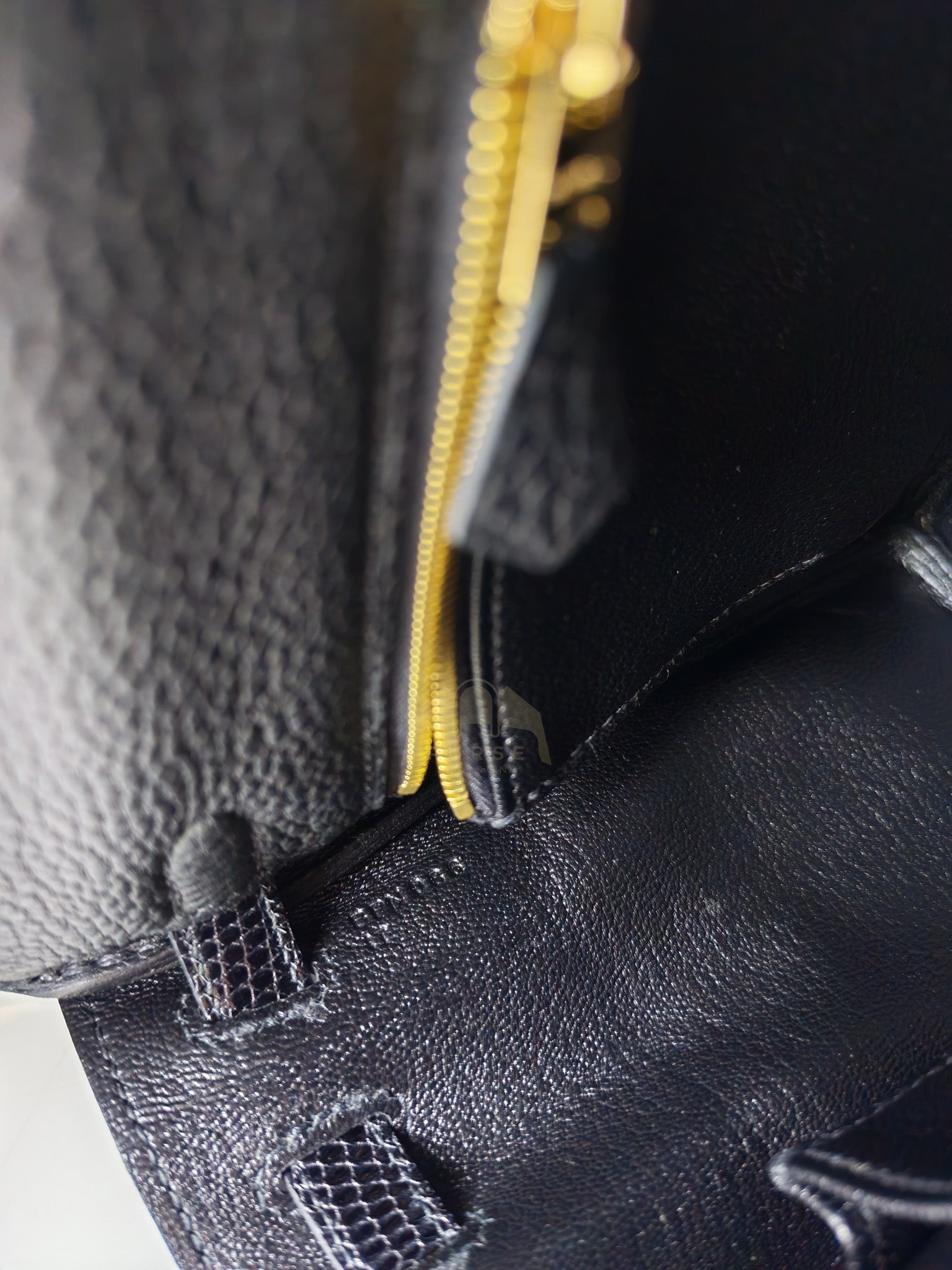 Kelly II 25 Retourne in Noir Togo Leather & Lizard Touch Gold Hardware Stamp B(2023) | Purse Maison Luxury Bags Shop