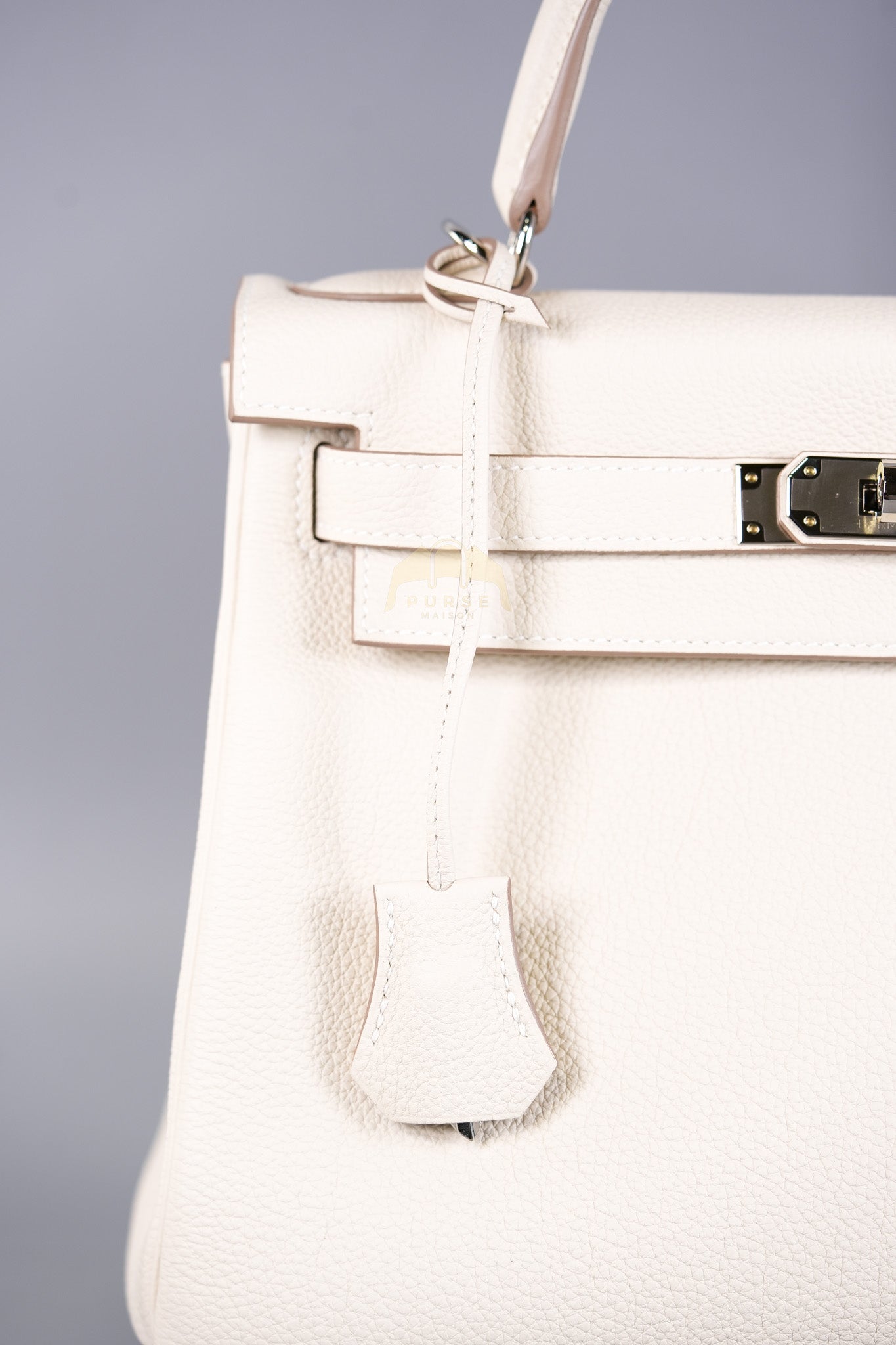 Kelly II Retourne 28 in Craie Togo Leather Palladium Hardware Stamp K(2025) | Purse Maison Luxury Bags Shop