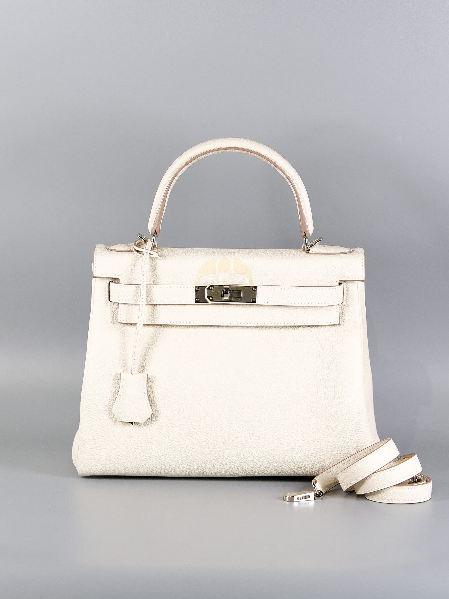 Kelly II Retourne 28 in Craie Togo Leather Palladium Hardware Stamp K(2025) | Purse Maison Luxury Bags Shop