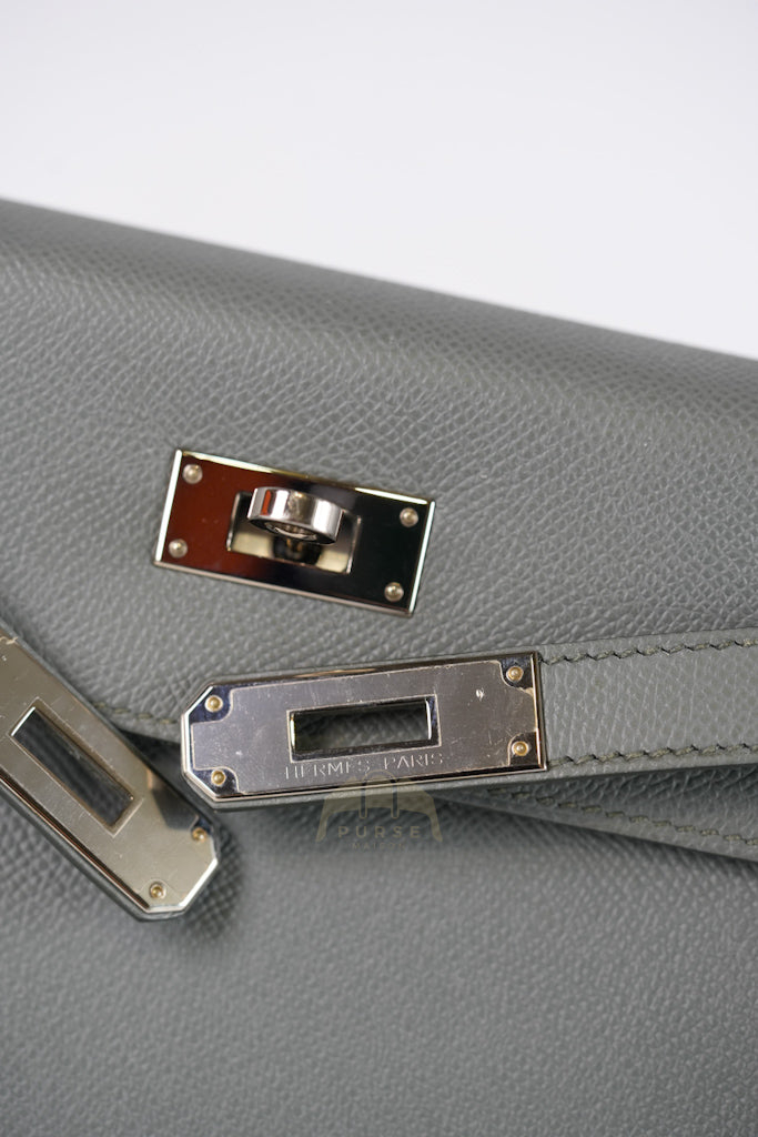 Kelly II Sellier 28 in Vert Amande Epsom Leather Palladium Hardware Stamp D(2019) | Purse Maison Luxury Bags Shop