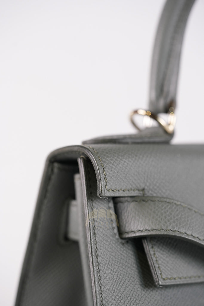 Kelly II Sellier 28 in Vert Amande Epsom Leather Palladium Hardware Stamp D(2019) | Purse Maison Luxury Bags Shop