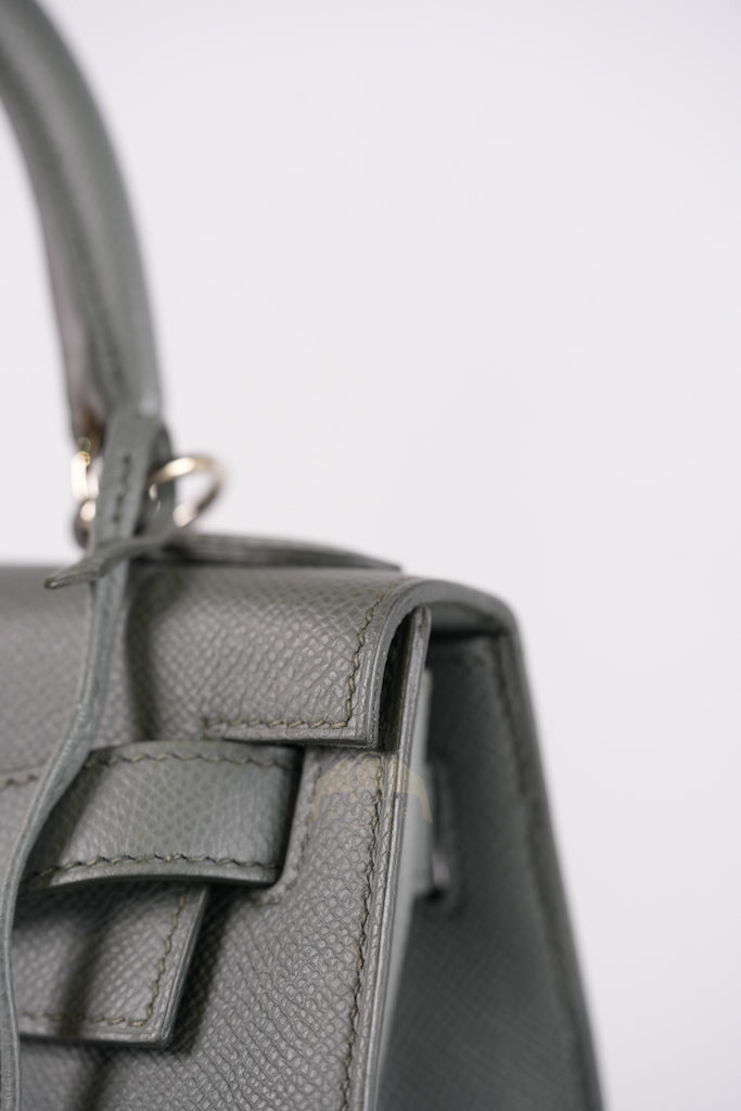 Kelly II Sellier 28 in Vert Amande Epsom Leather Palladium Hardware Stamp D(2019) | Purse Maison Luxury Bags Shop
