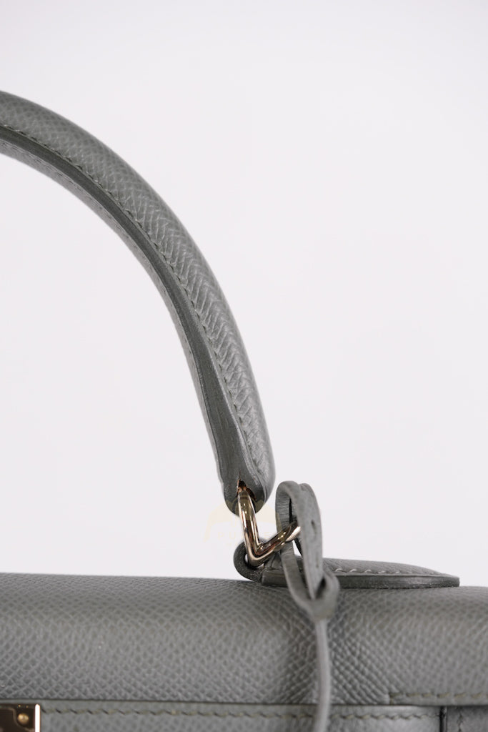 Kelly II Sellier 28 in Vert Amande Epsom Leather Palladium Hardware Stamp D(2019) | Purse Maison Luxury Bags Shop