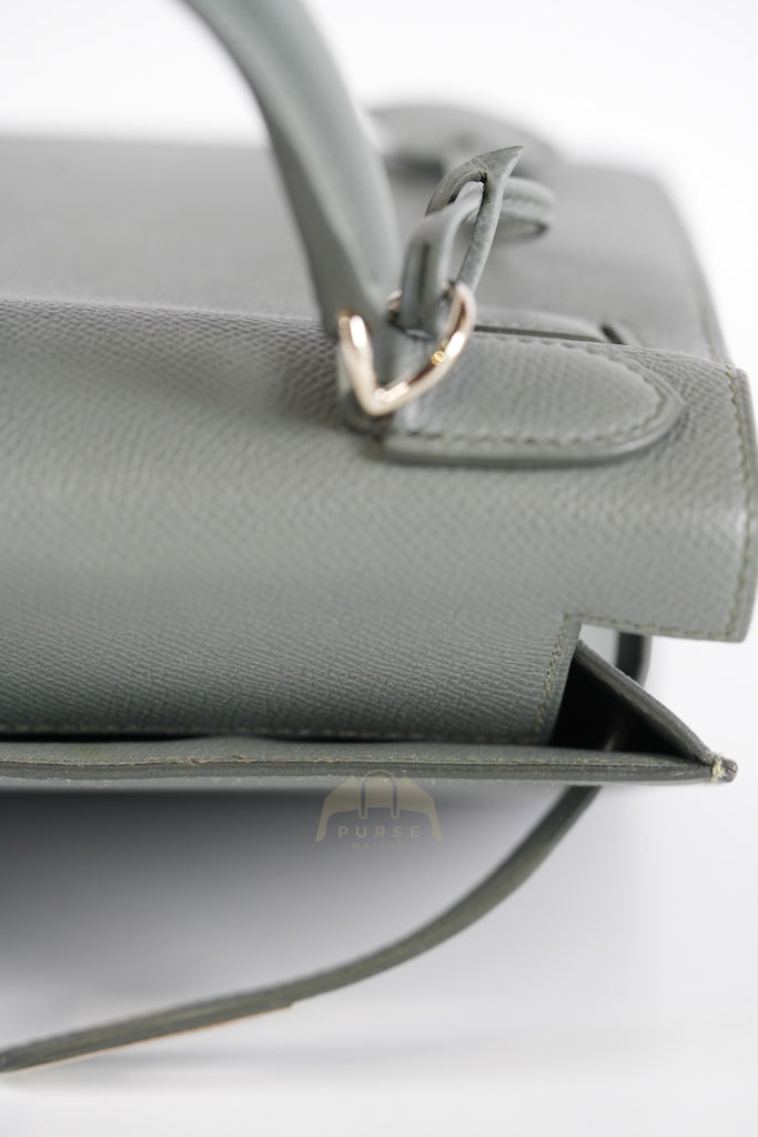 Kelly II Sellier 28 in Vert Amande Epsom Leather Palladium Hardware Stamp D(2019) | Purse Maison Luxury Bags Shop