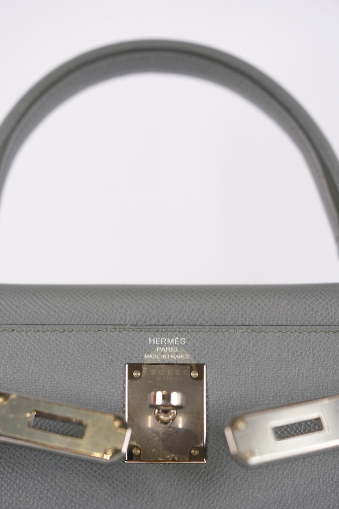 Kelly II Sellier 28 in Vert Amande Epsom Leather Palladium Hardware Stamp D(2019) | Purse Maison Luxury Bags Shop