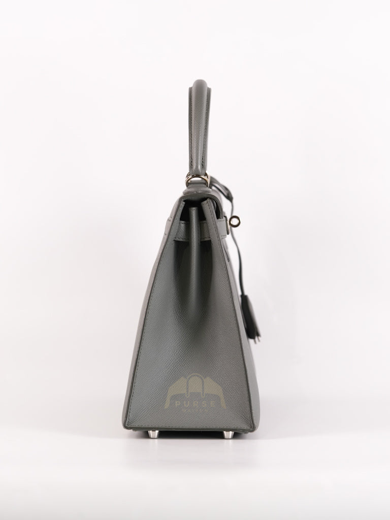 Kelly II Sellier 28 in Vert Amande Epsom Leather Palladium Hardware Stamp D(2019) | Purse Maison Luxury Bags Shop