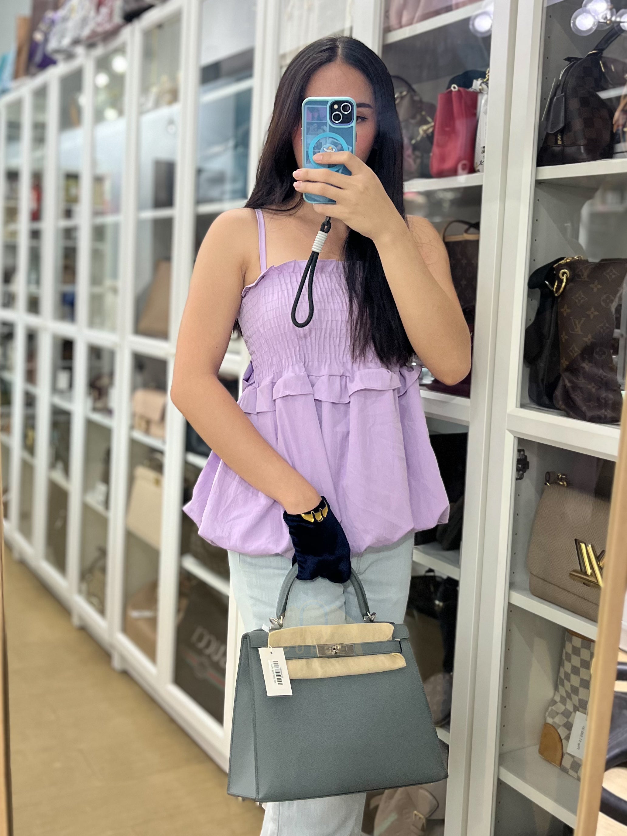 Kelly II Sellier 28 in Vert Amande Epsom Leather Palladium Hardware Stamp D(2019) | Purse Maison Luxury Bags Shop