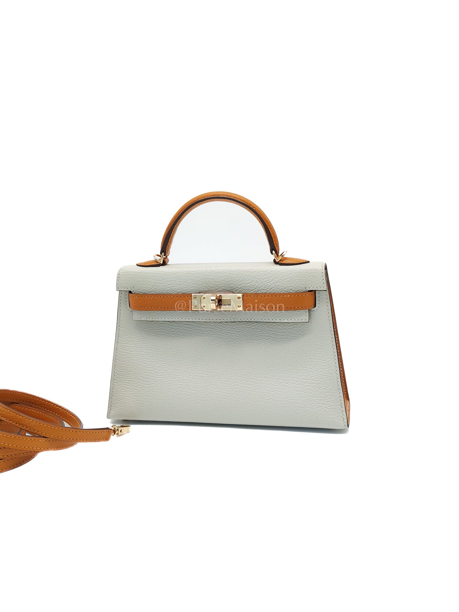 Kelly II Sellier Mini Dual Color Perso Chevre Mysore in Permabrass Hardware Stamp B(2023) | Purse Maison Luxury Bags Shop