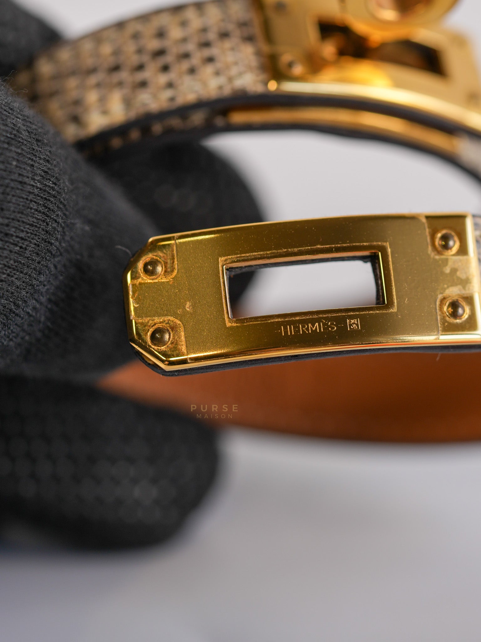 Kelly Lizard Bracelet Gold Hardware Stamp C(2018) | Purse Maison Luxury Bags Shop