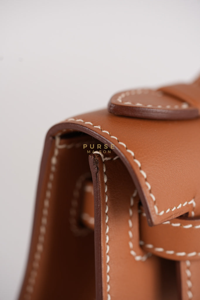 Kelly Pochette in Gold Swift Leather and Gold Hardware Stamp Y (2020) | Purse Maison Luxury Bags Shop